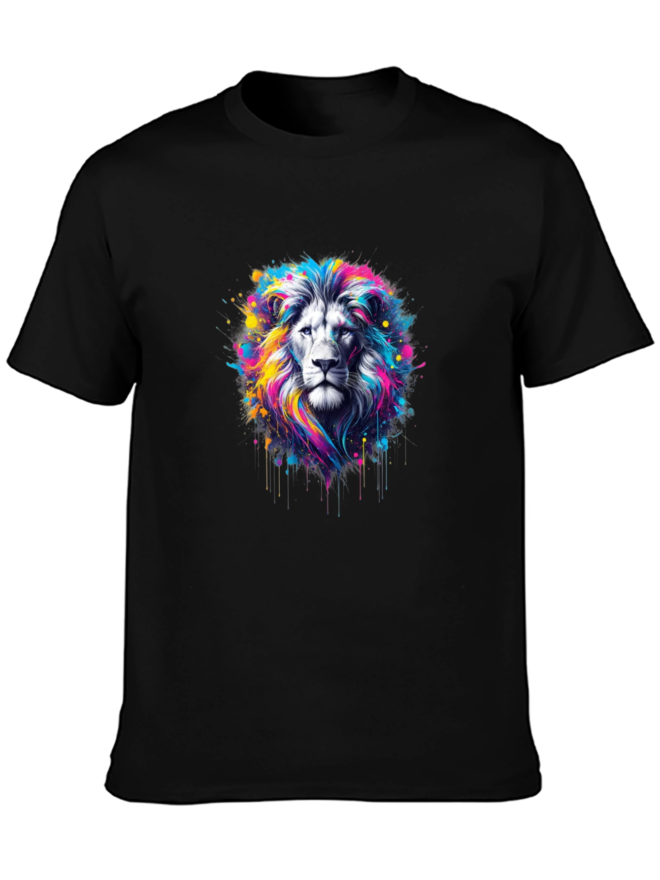 Vivid Lion Graphic Black T-Shirt