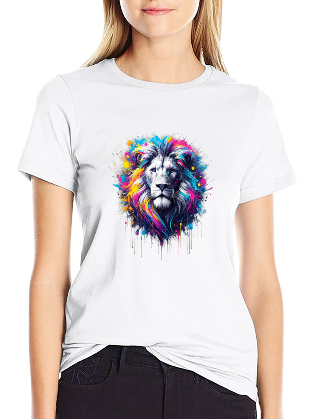 Vivid Lion Graphic Black T-Shirt