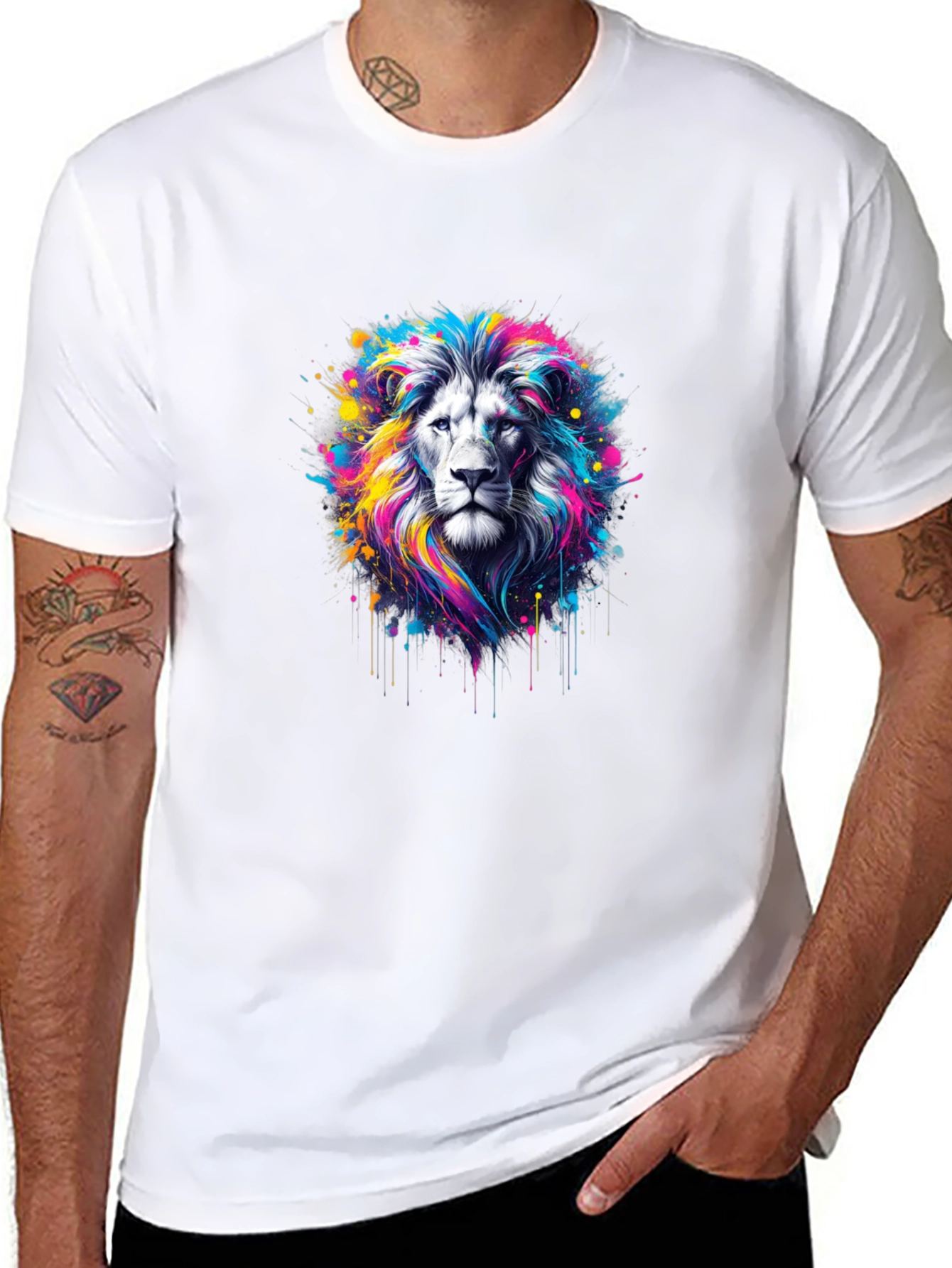 Vivid Lion Graphic Black T-Shirt