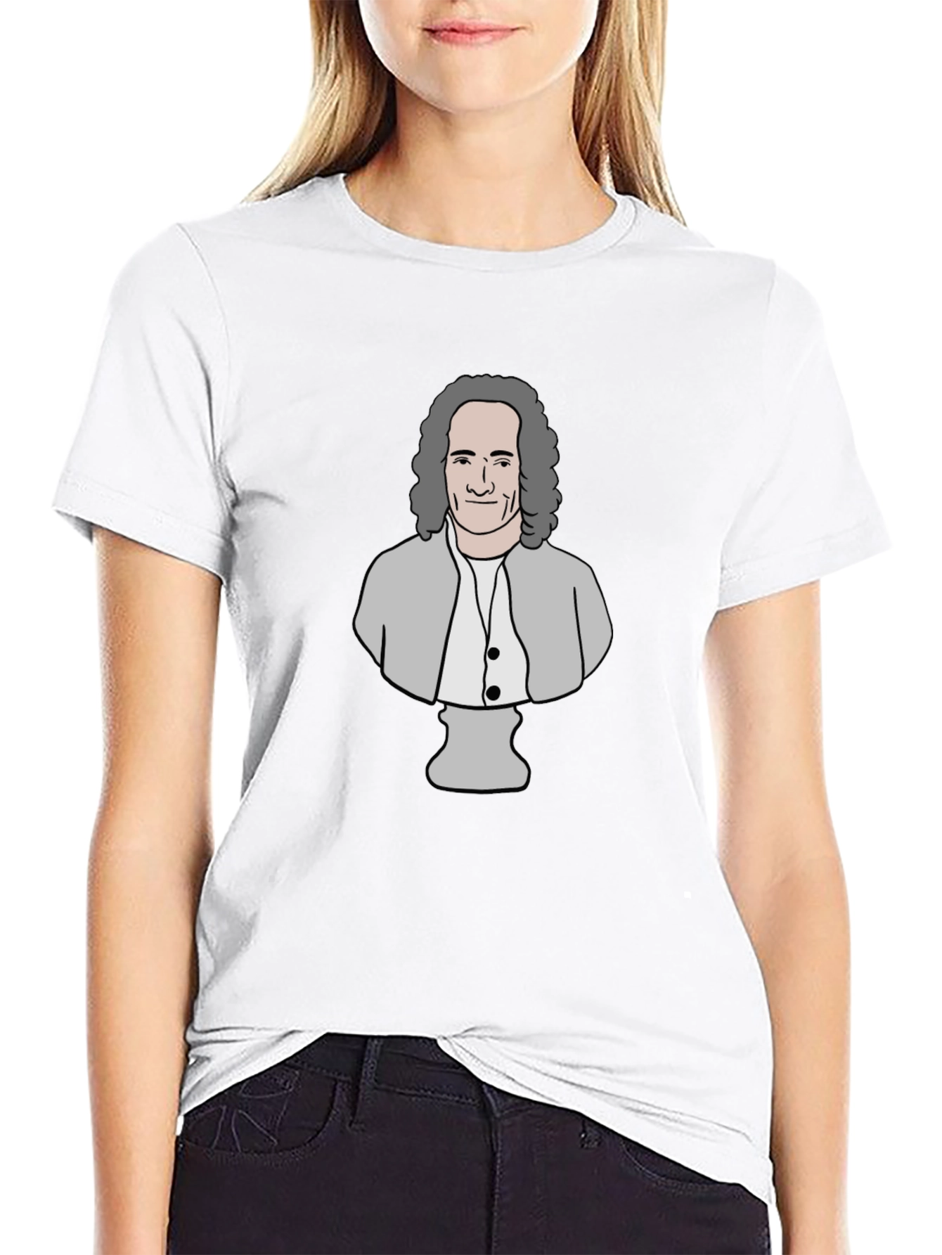 Philosopher Cartoon Bust T-Shirt - Black