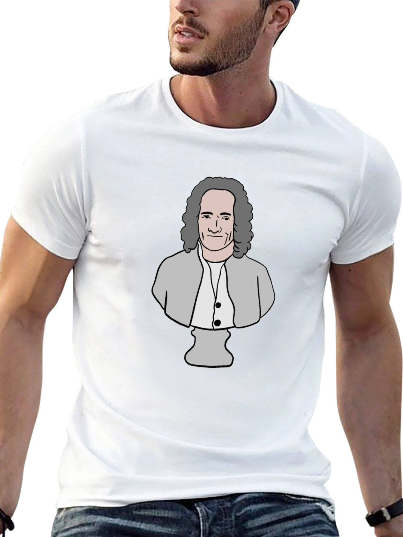 Philosopher Cartoon Bust T-Shirt - Black