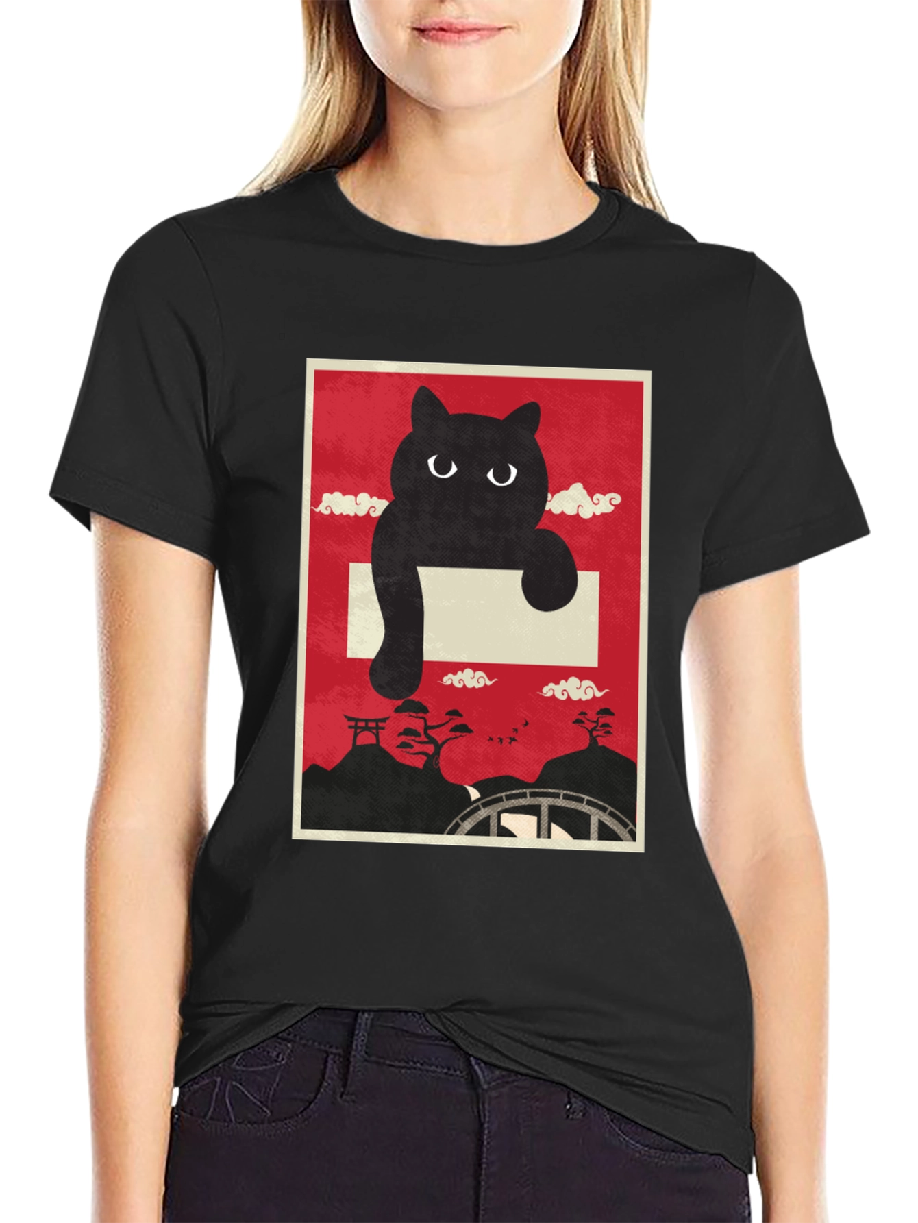 Black Cat Japanese Art T-Shirt