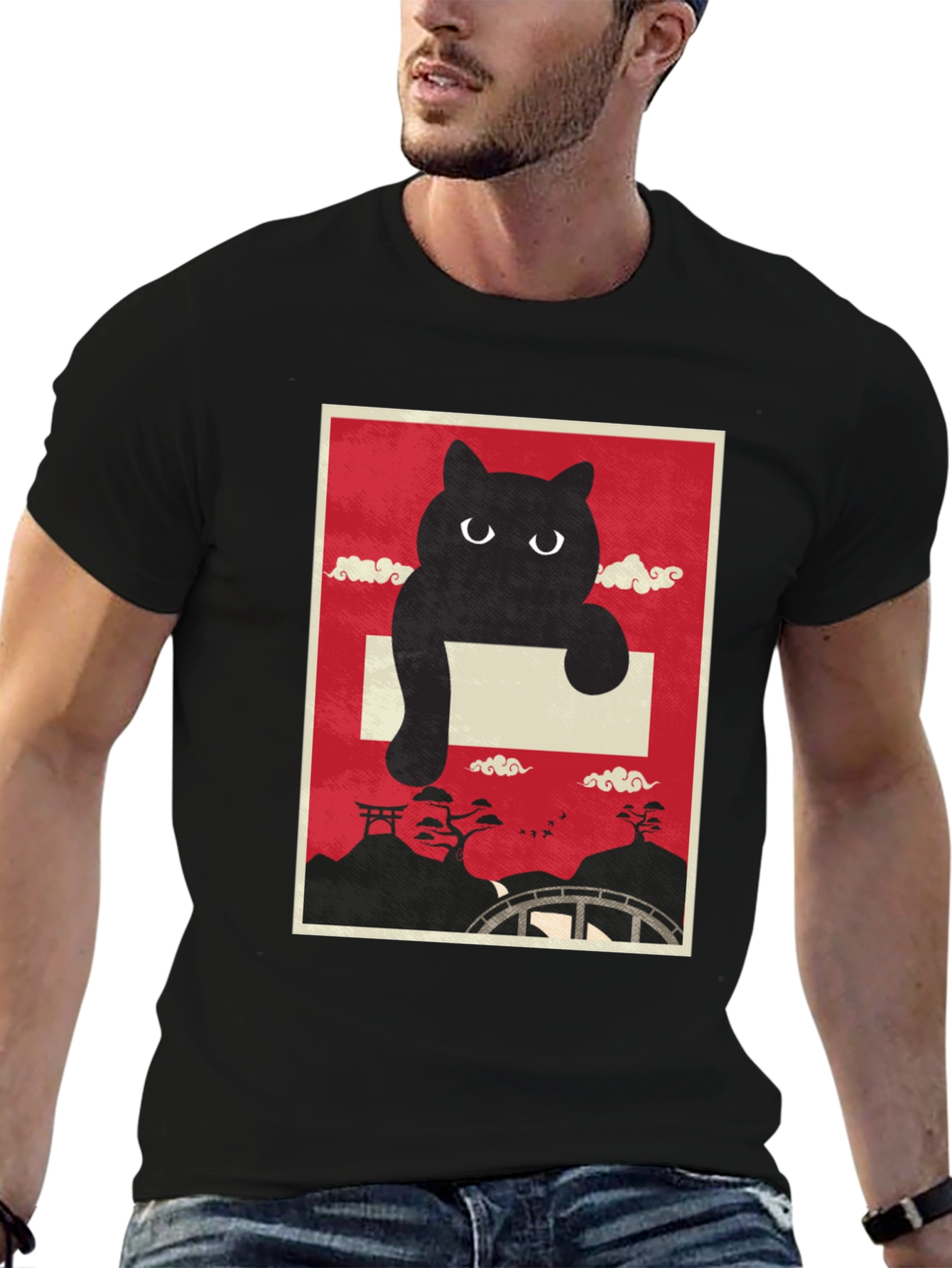 Black Cat Japanese Art T-Shirt