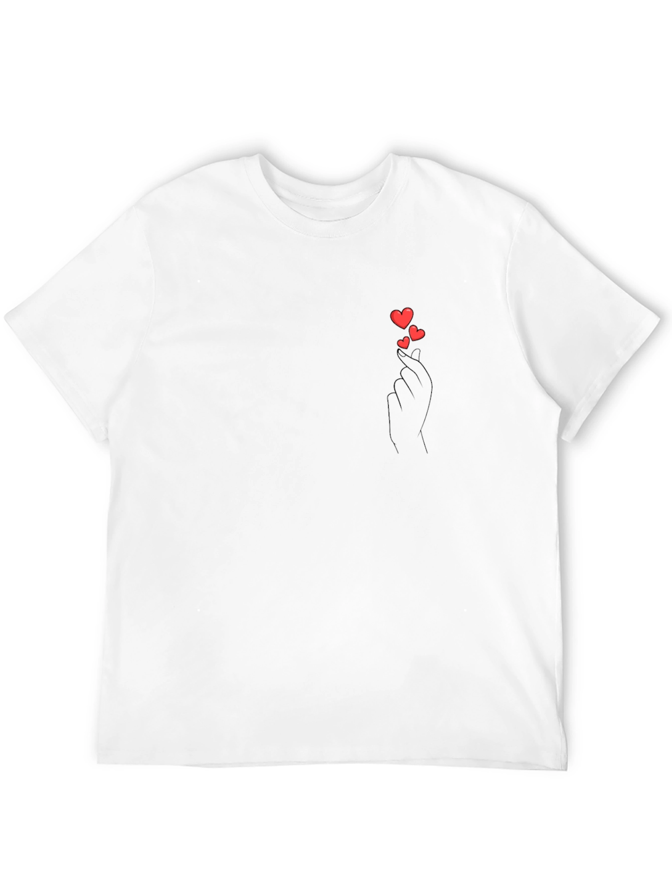 Heart Gesture Graphic Tee - Casual Black T-Shirt