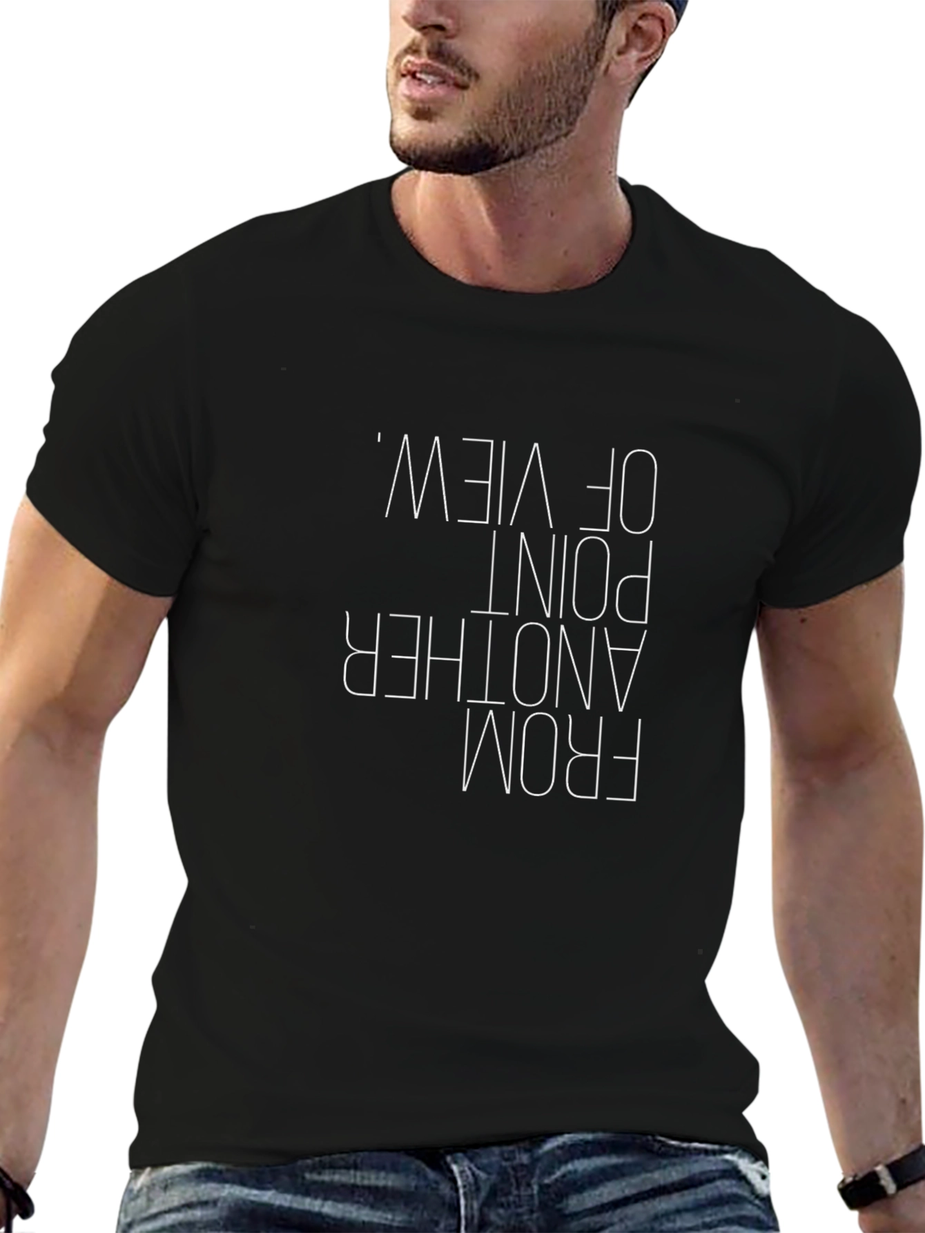 Upside Down Point of View Black T-Shirt