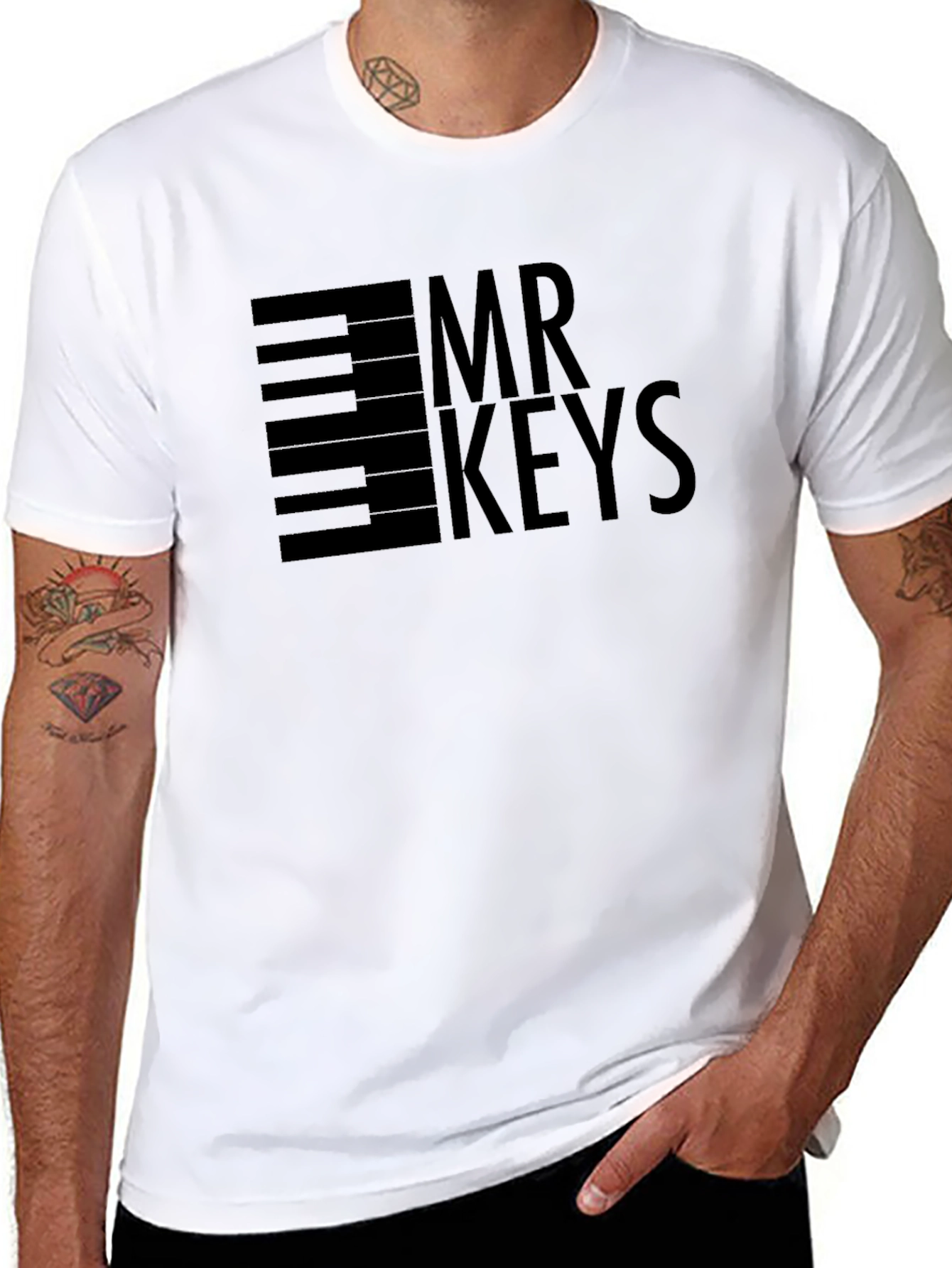 Mr. Keys Piano Music T-Shirt - Black Graphic Tee