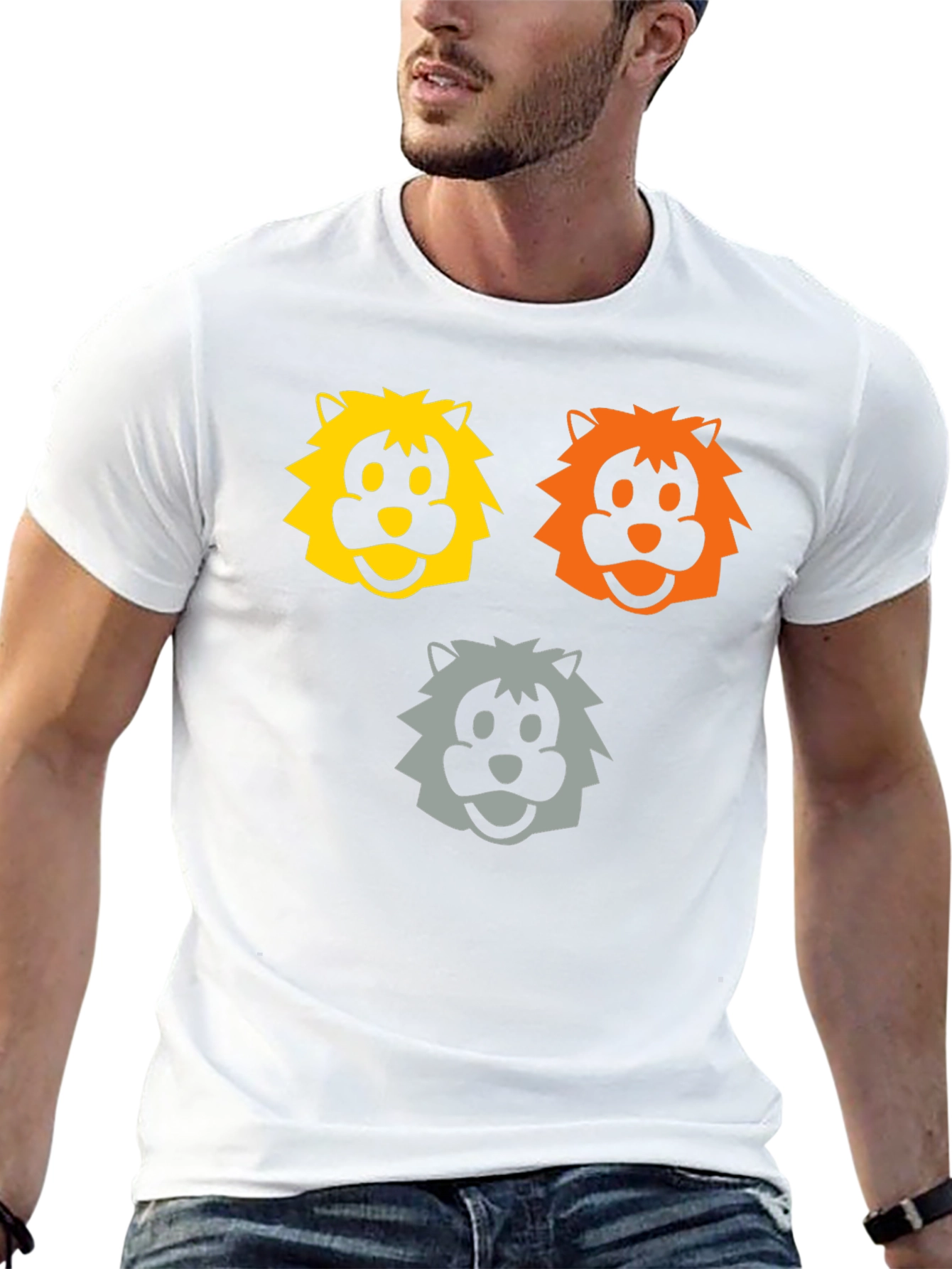 Cartoon Lion Graphic T-Shirt