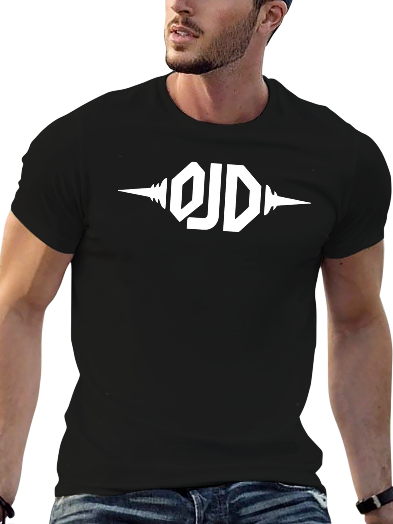 Black T-Shirt with White Graphic Logo