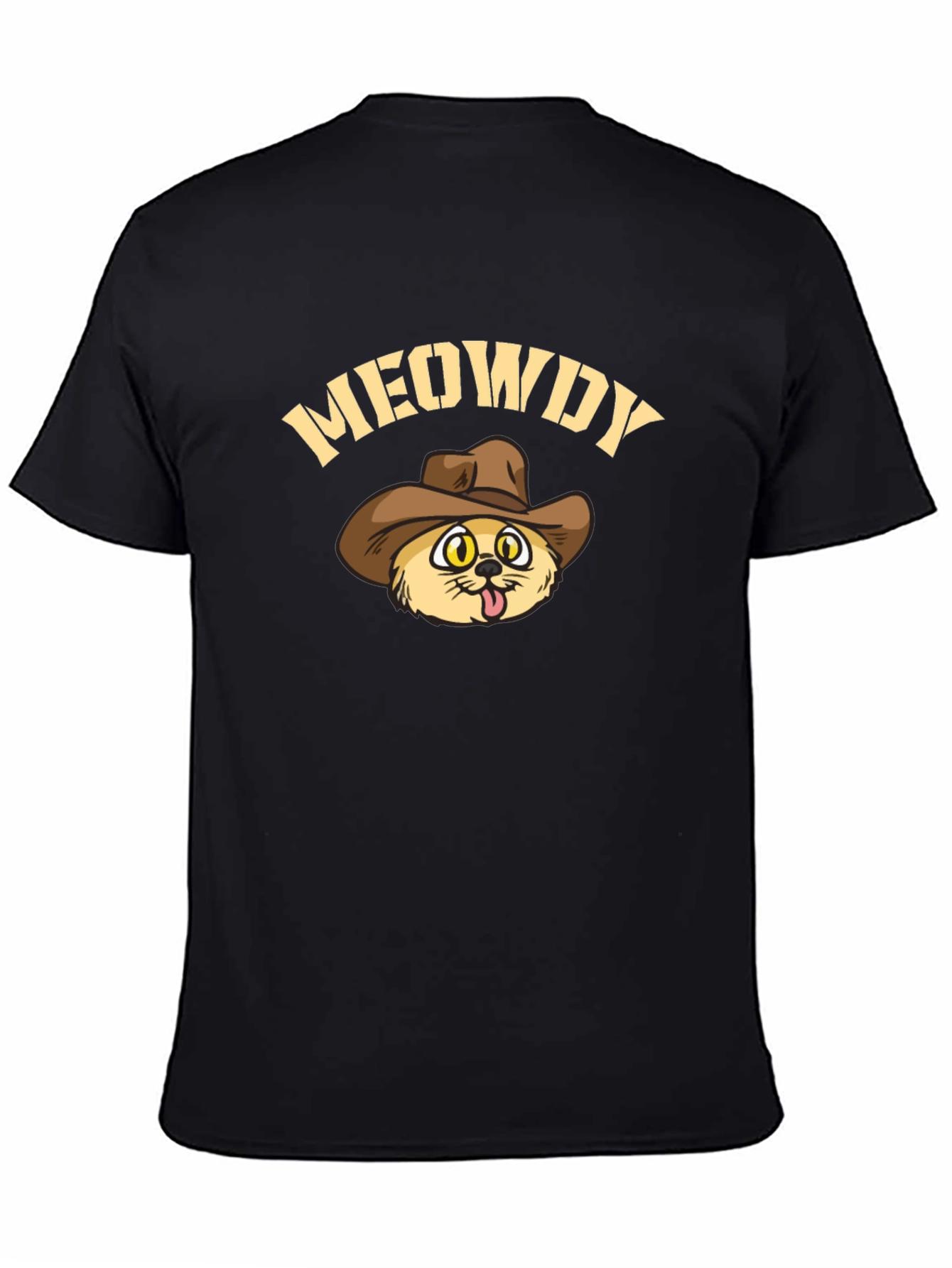 Meowdy Cowboy Cat Black T-Shirt
