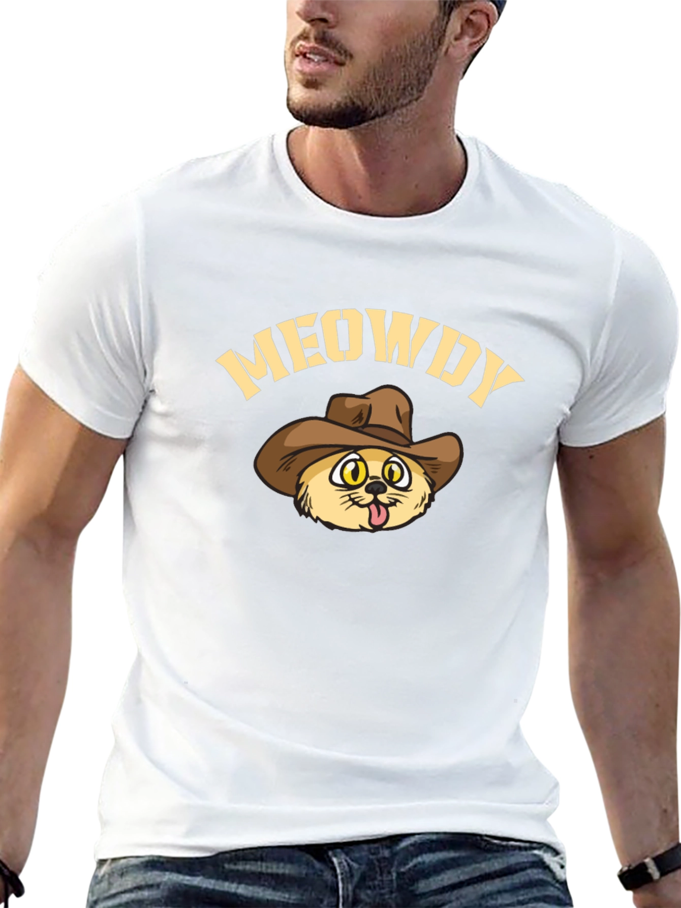 Meowdy Cowboy Cat Black T-Shirt