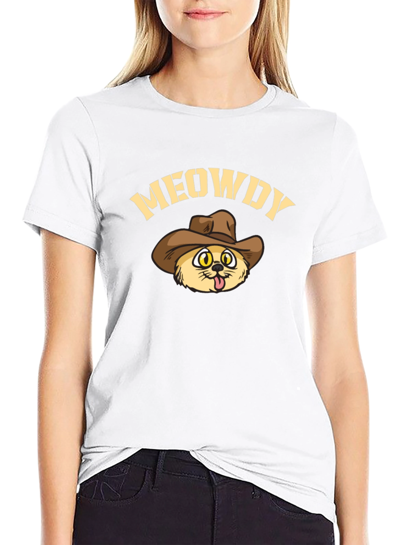 Meowdy Cowboy Cat Black T-Shirt