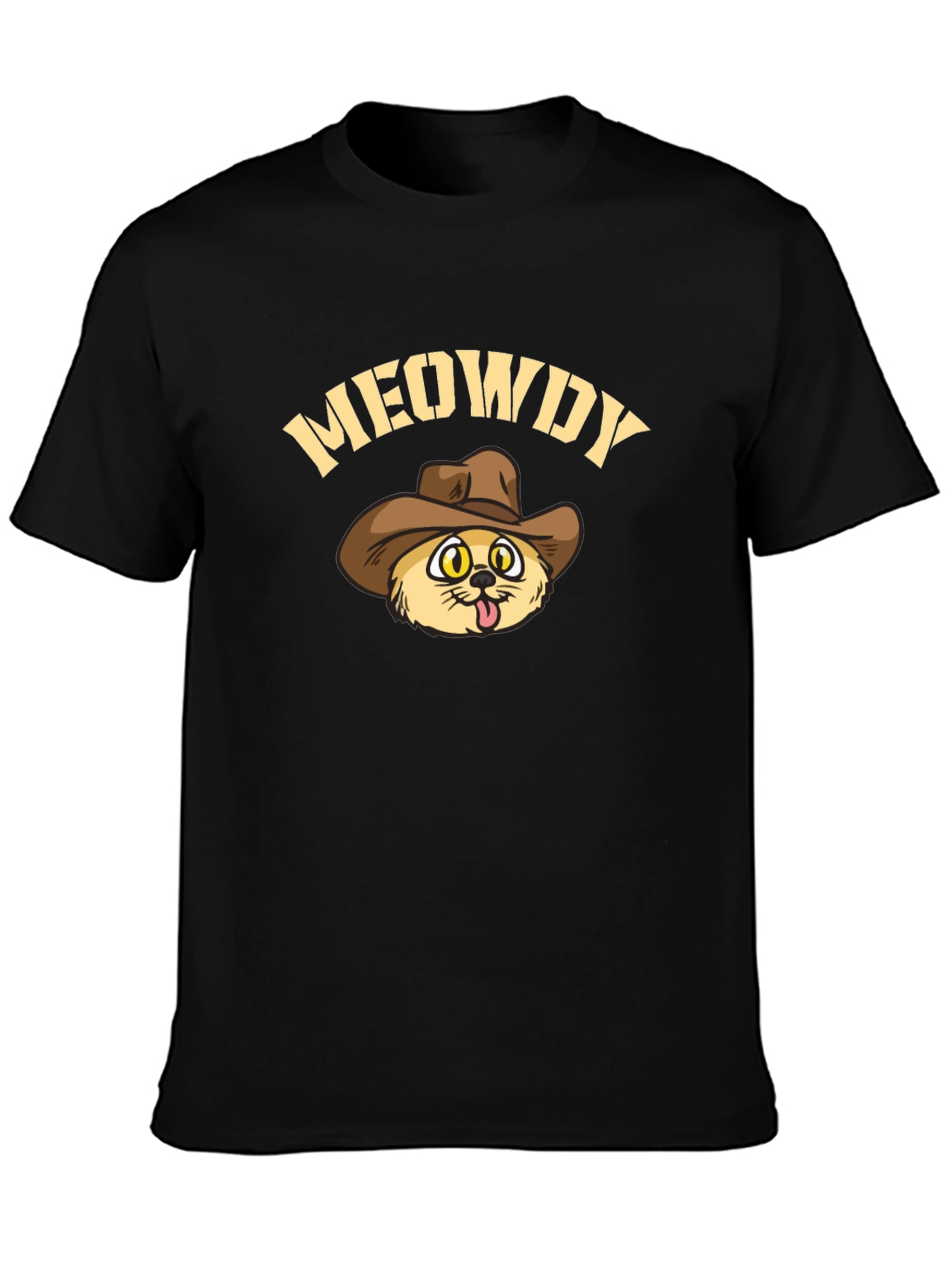 Meowdy Cowboy Cat Black T-Shirt