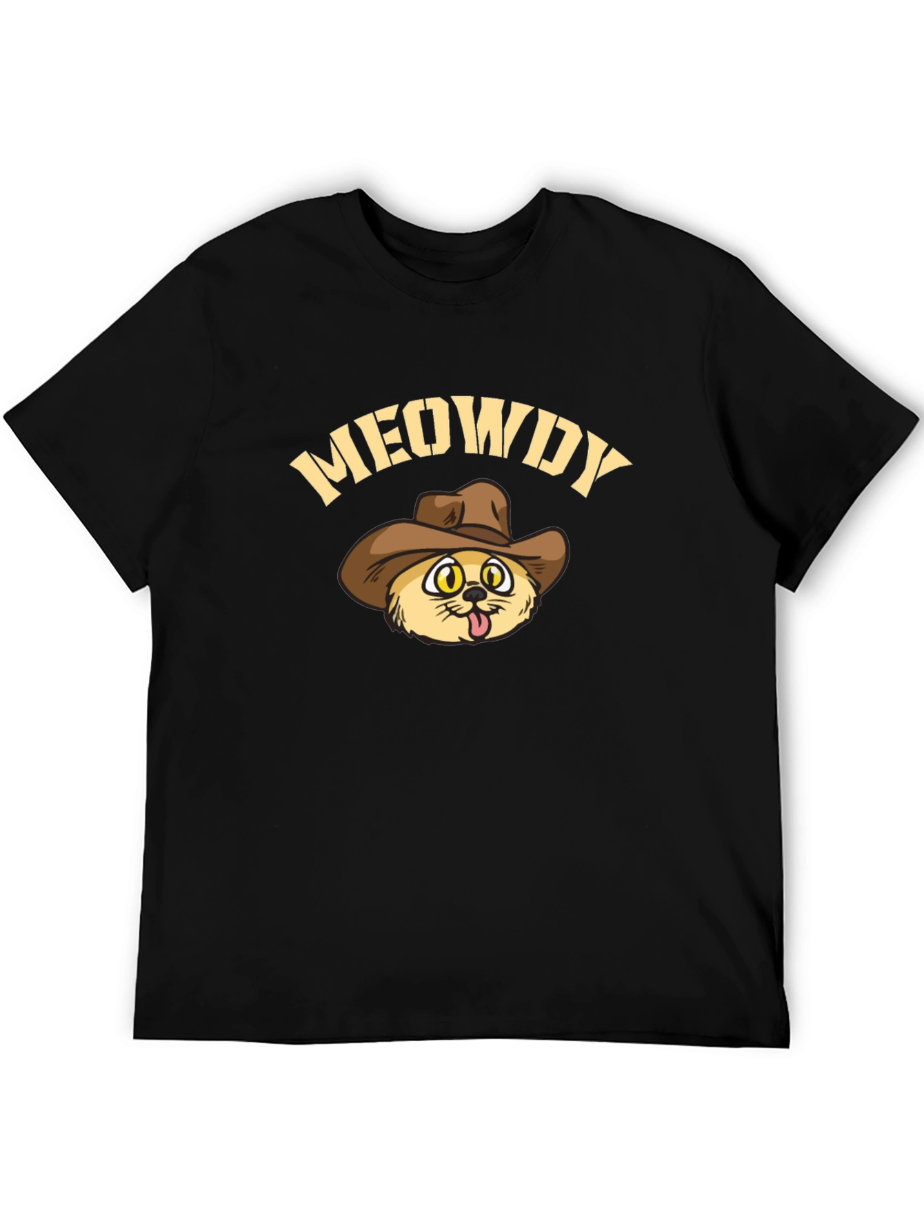 Meowdy Cowboy Cat Black T-Shirt