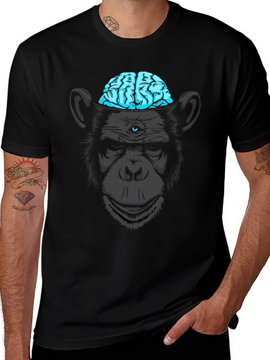 Brainy Ape Graphic Tee - Black Cotton