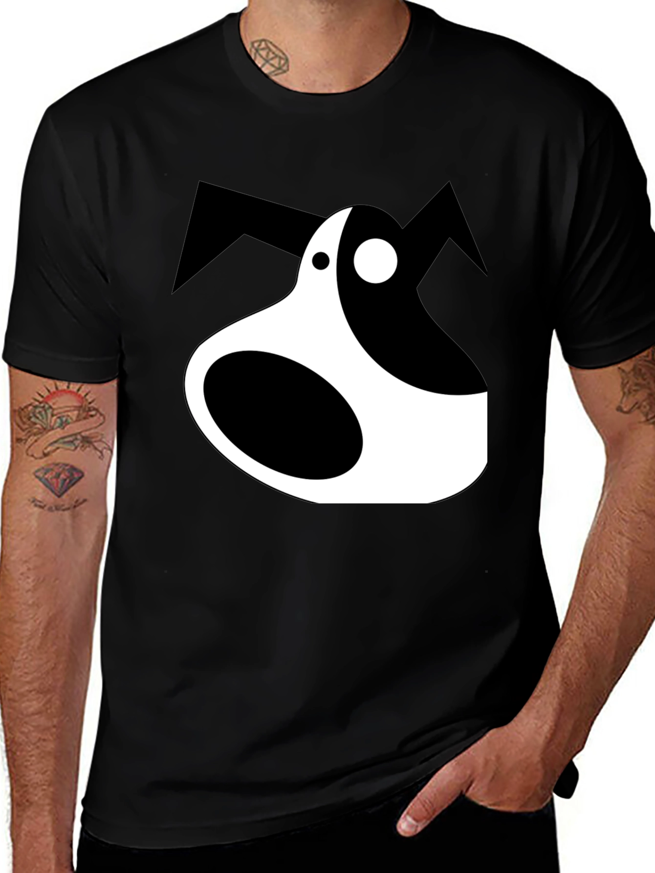 Abstract Dog Graphic Tee - Black Unisex T-Shirt