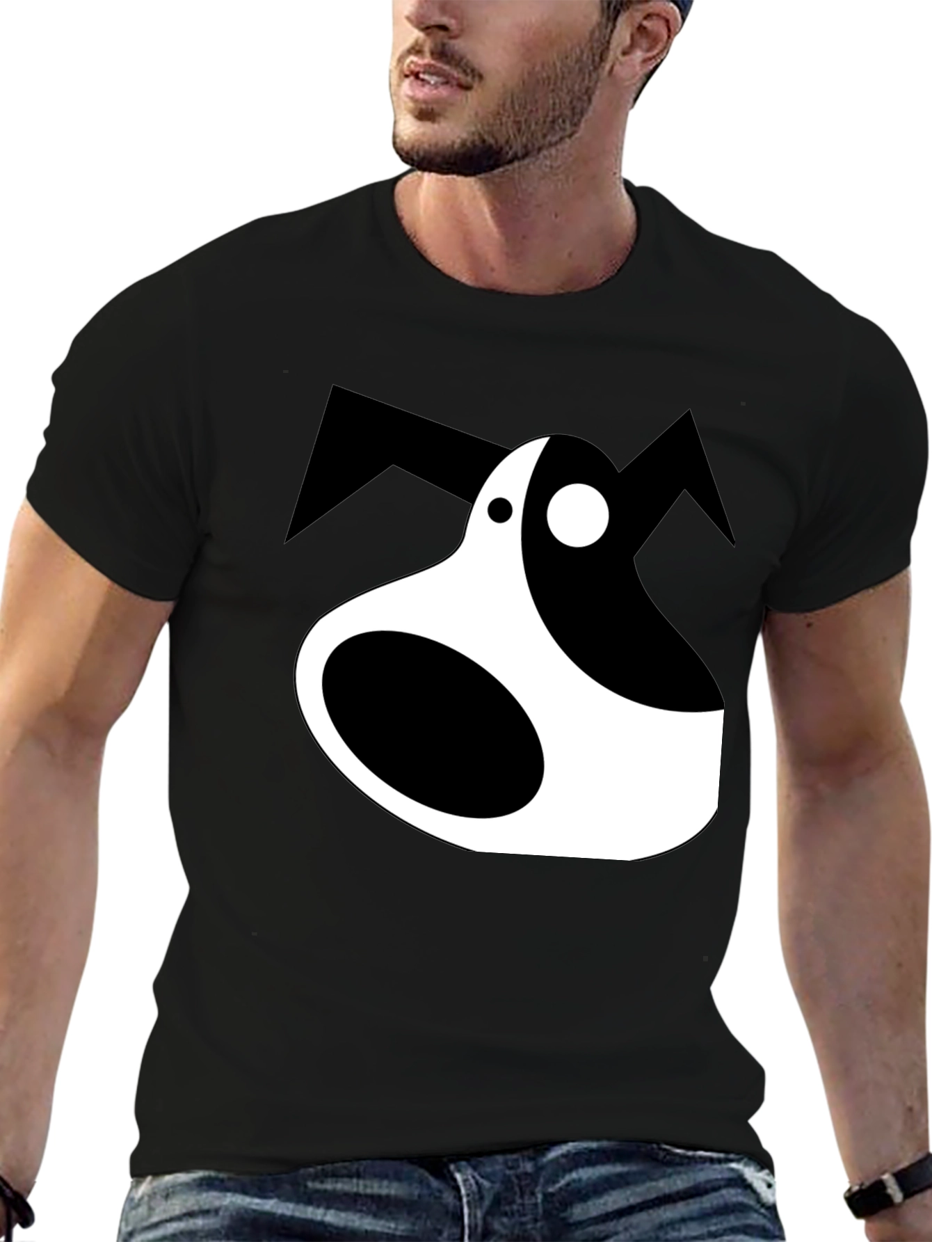 Abstract Dog Graphic Tee - Black Unisex T-Shirt