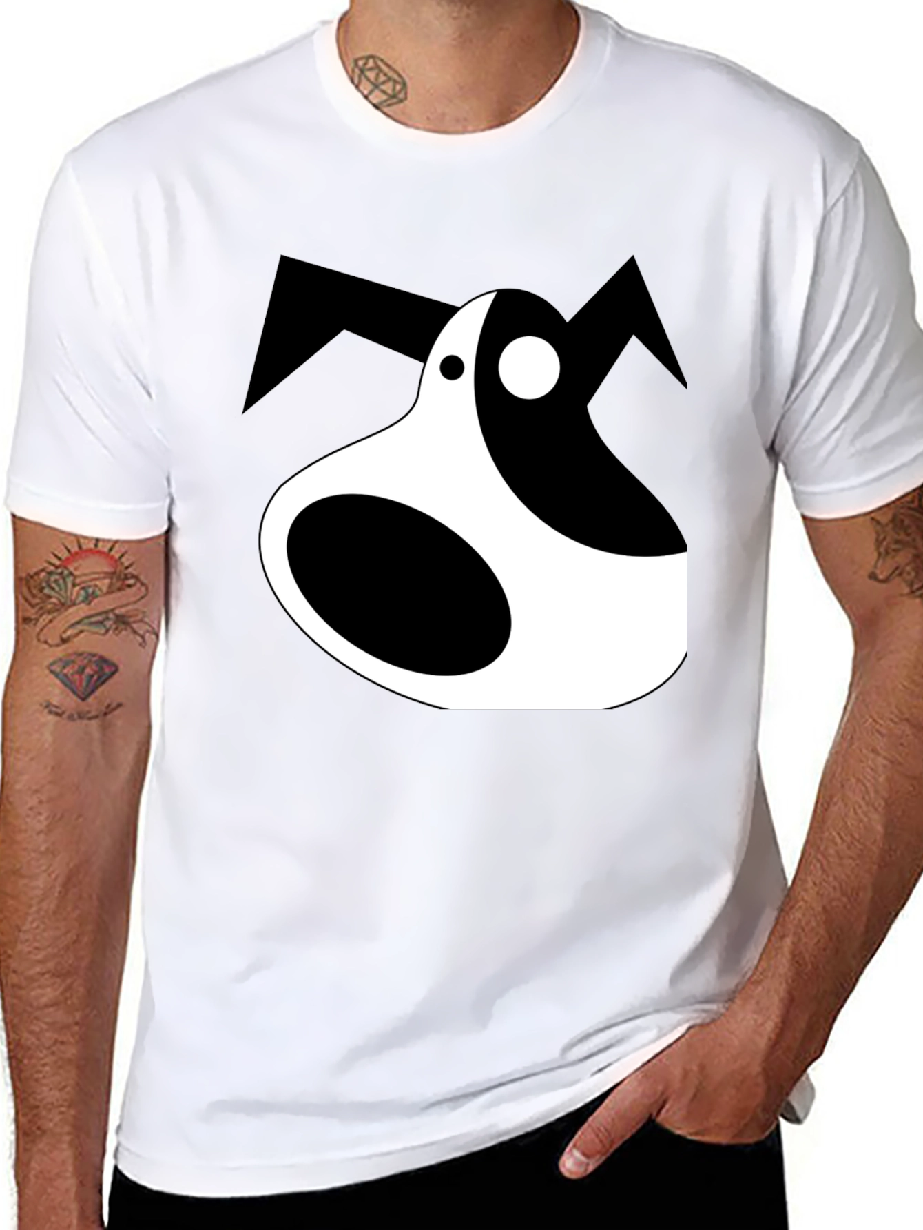 Abstract Dog Graphic Tee - Black Unisex T-Shirt