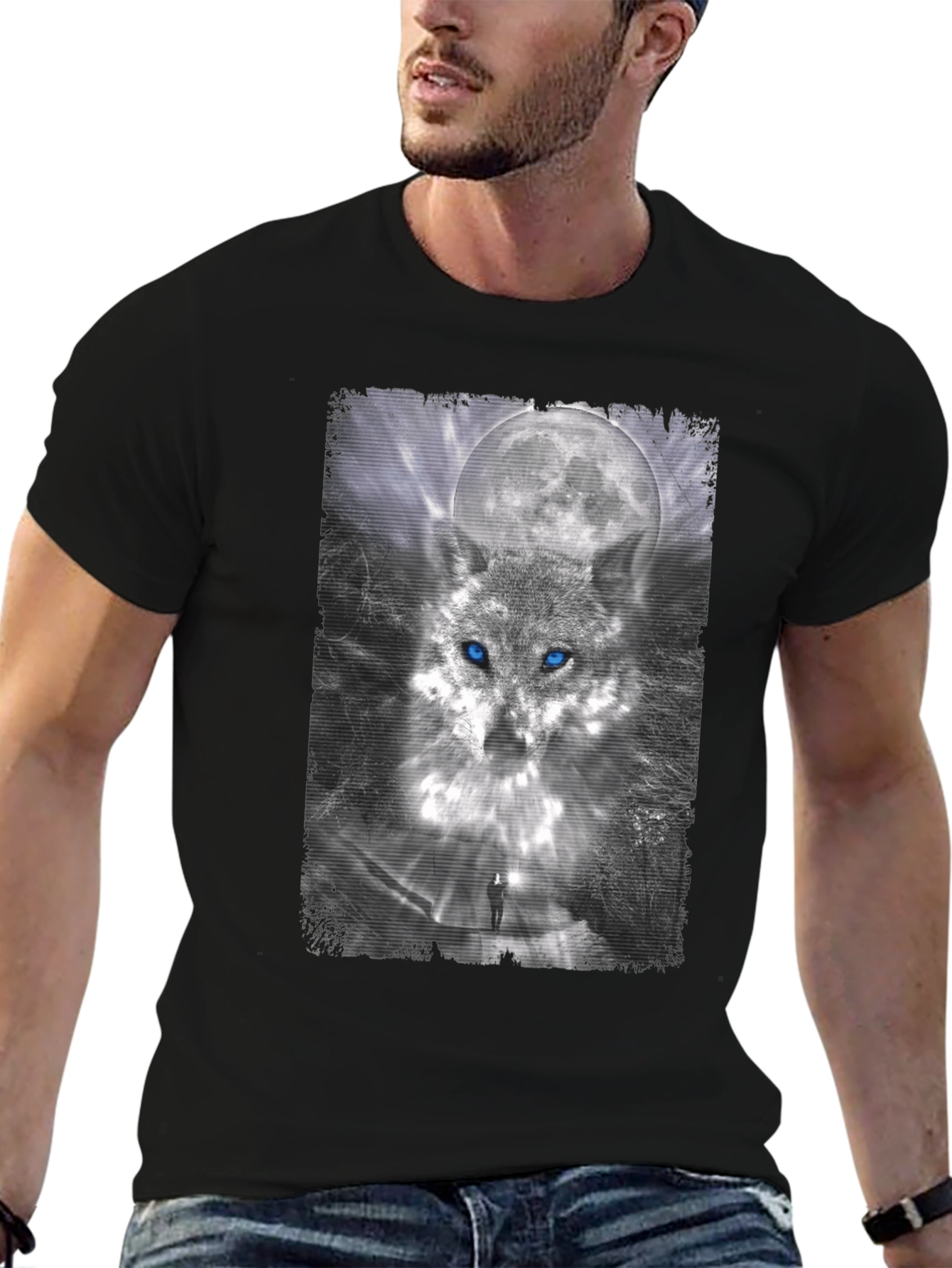 Wolf Moon Graphic Tee - Stylish Black T-Shirt