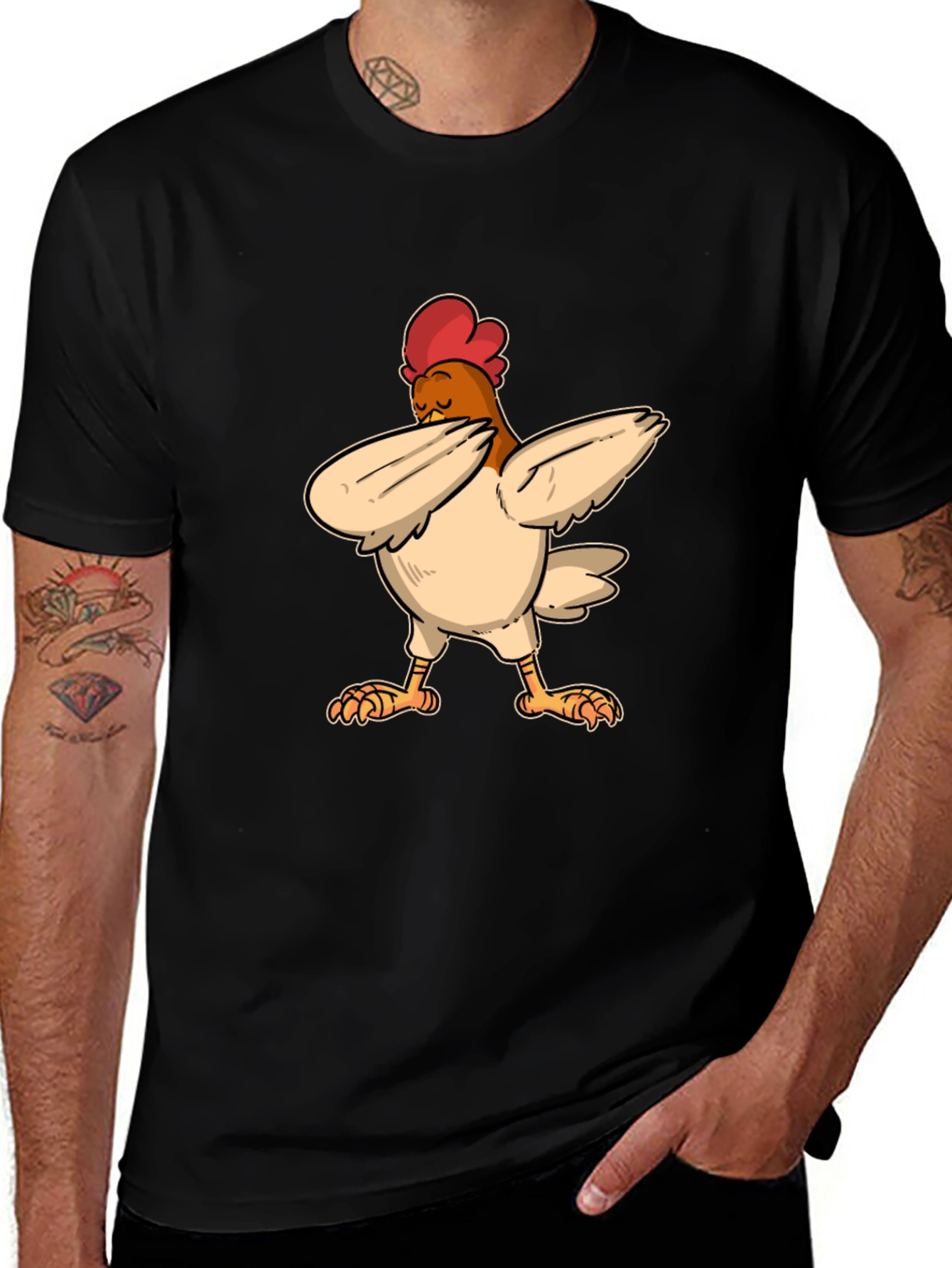 Dabbing Chicken Graphic Tee - Black