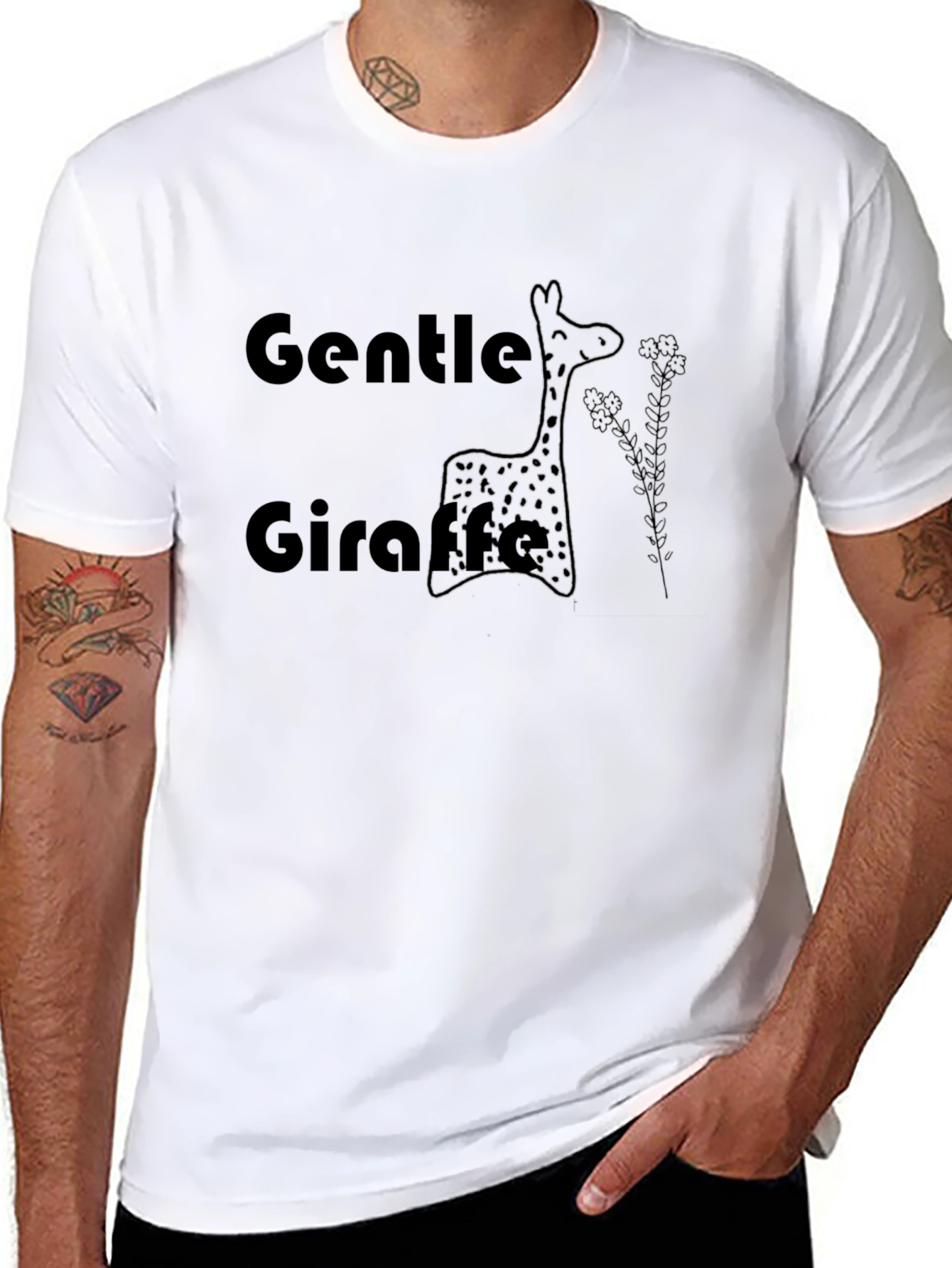 Gentle Giraffe Black Graphic Tee