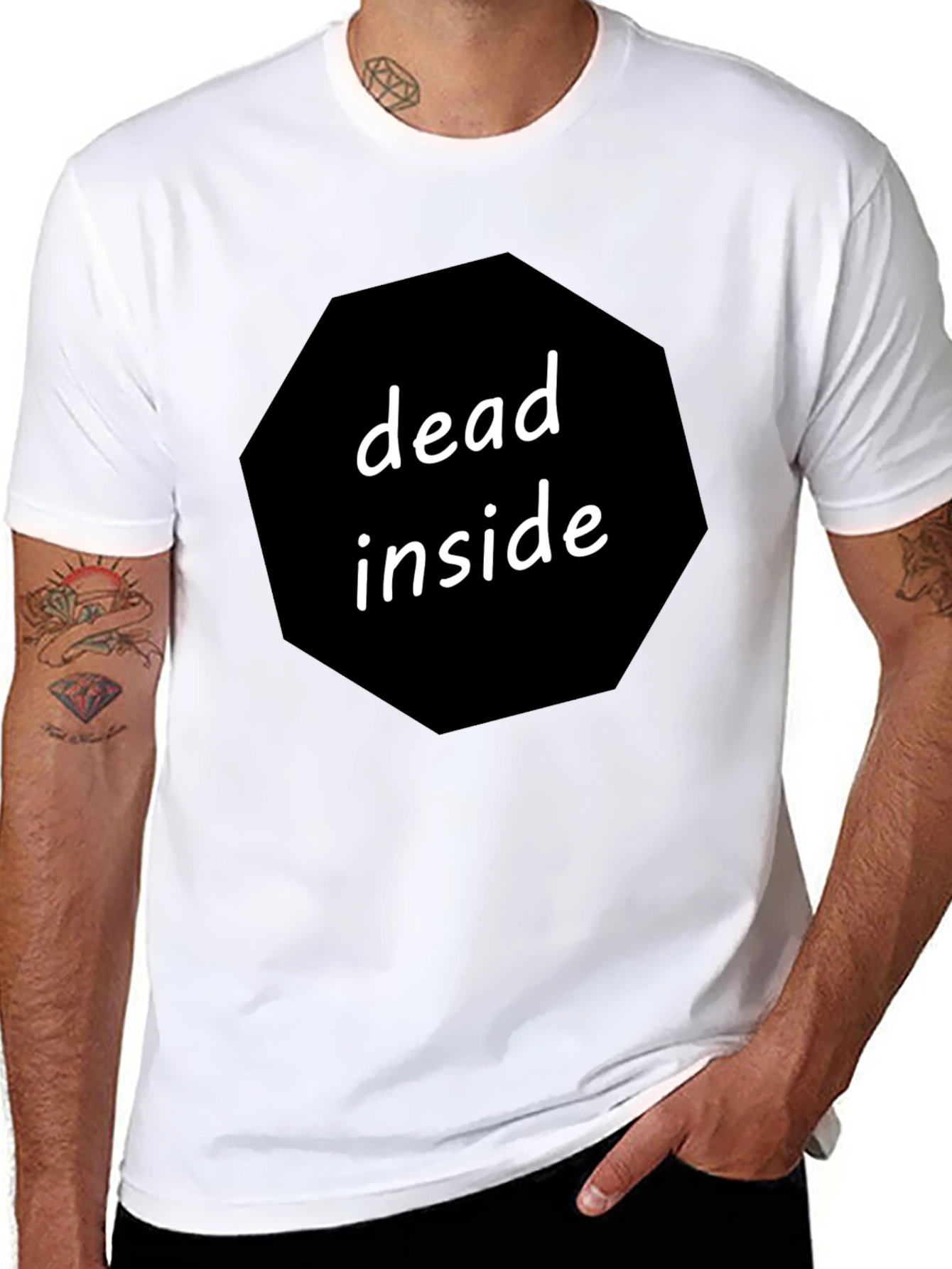 Dead Inside Graphic Tee - Black Cotton Blend