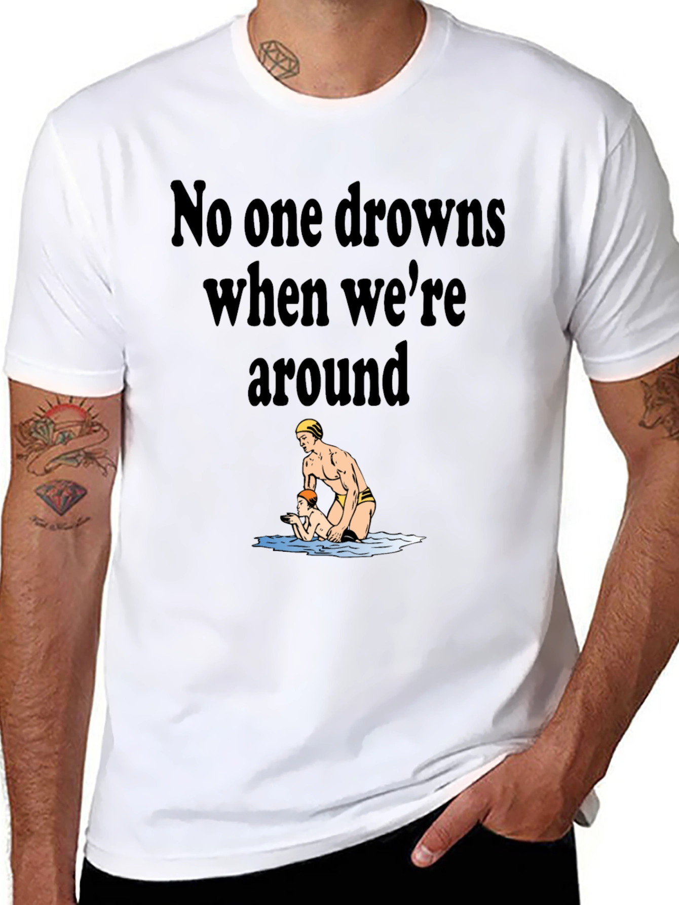 Lifeguard Humor T-Shirt - No One Drowns Around