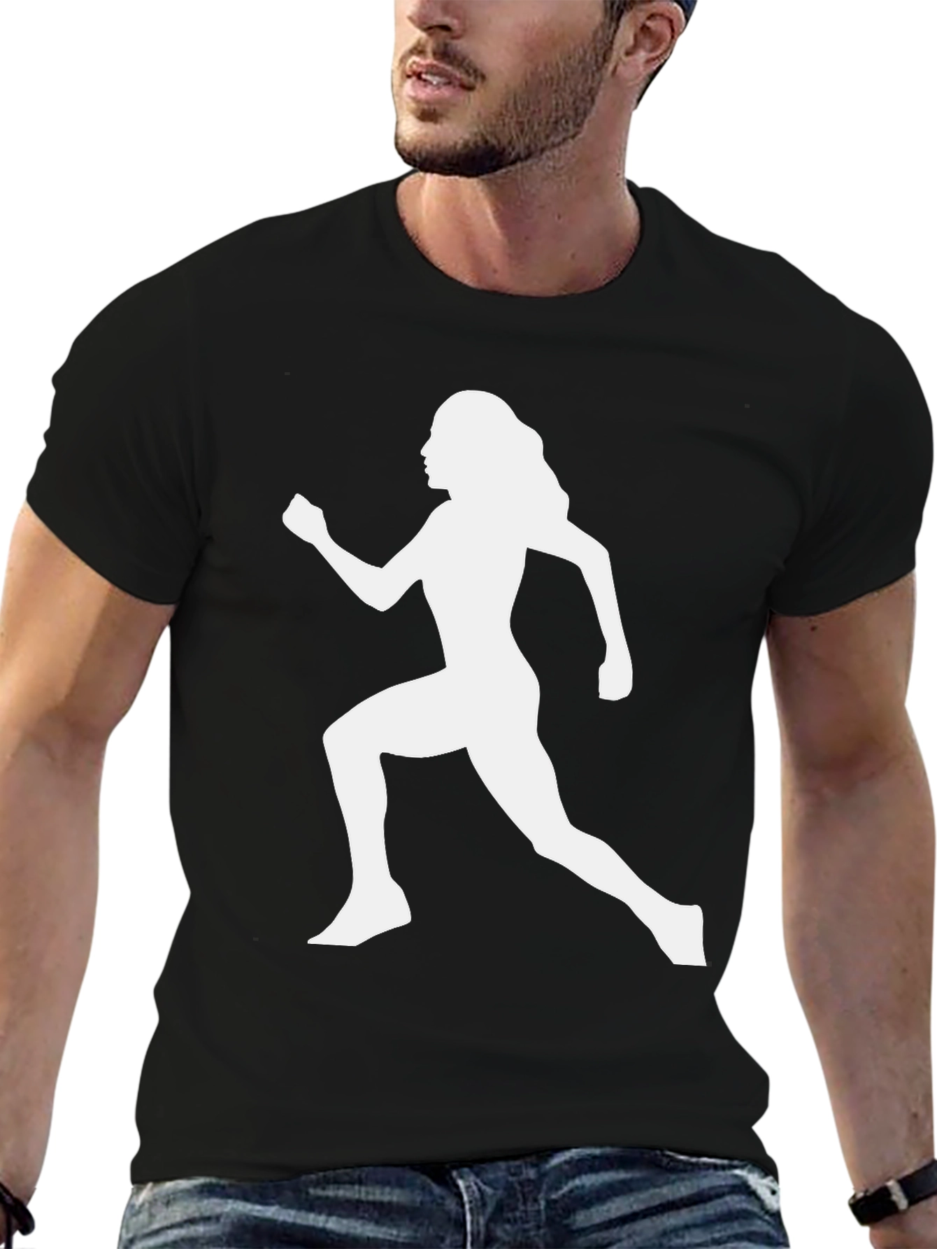 Running Woman Graphic Tee - Black Casual Shirt