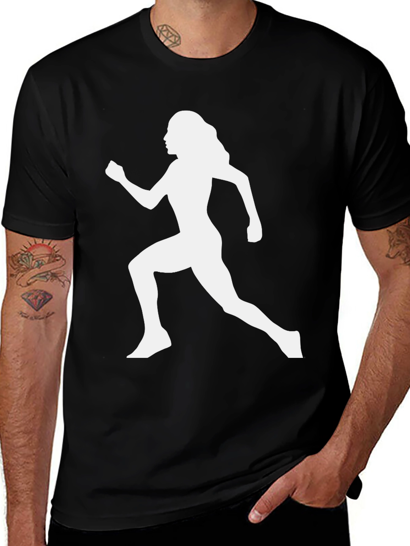 Running Woman Graphic Tee - Black Casual Shirt