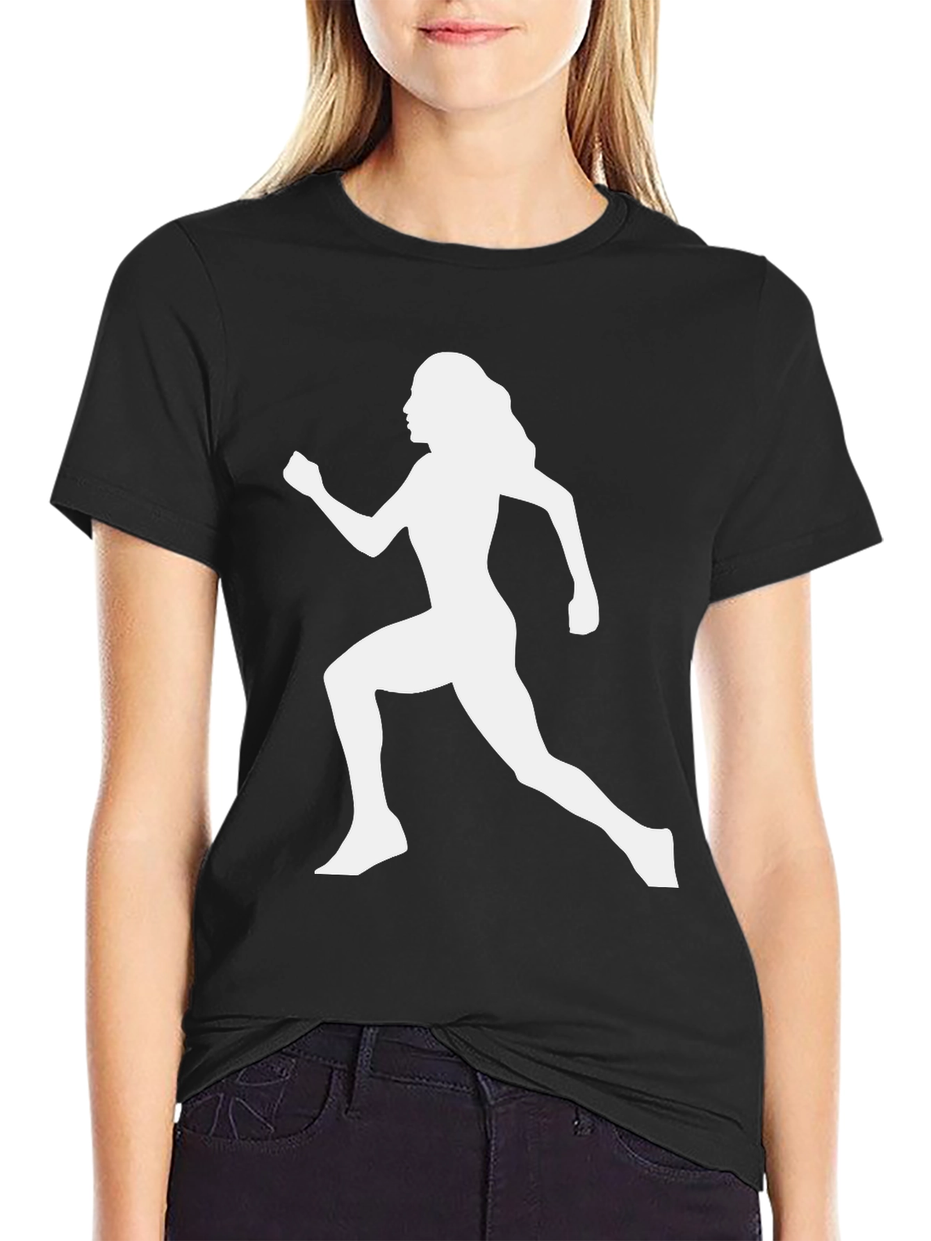 Running Woman Graphic Tee - Black Casual Shirt