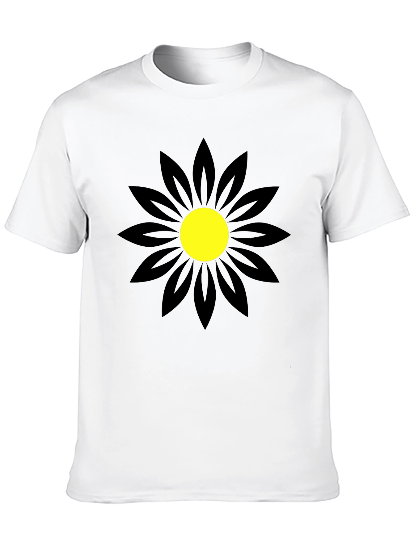 Black T-Shirt with Bold Flower Design