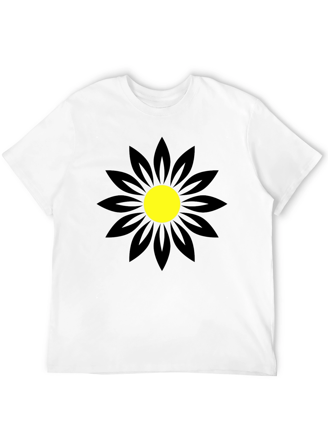 Black T-Shirt with Bold Flower Design
