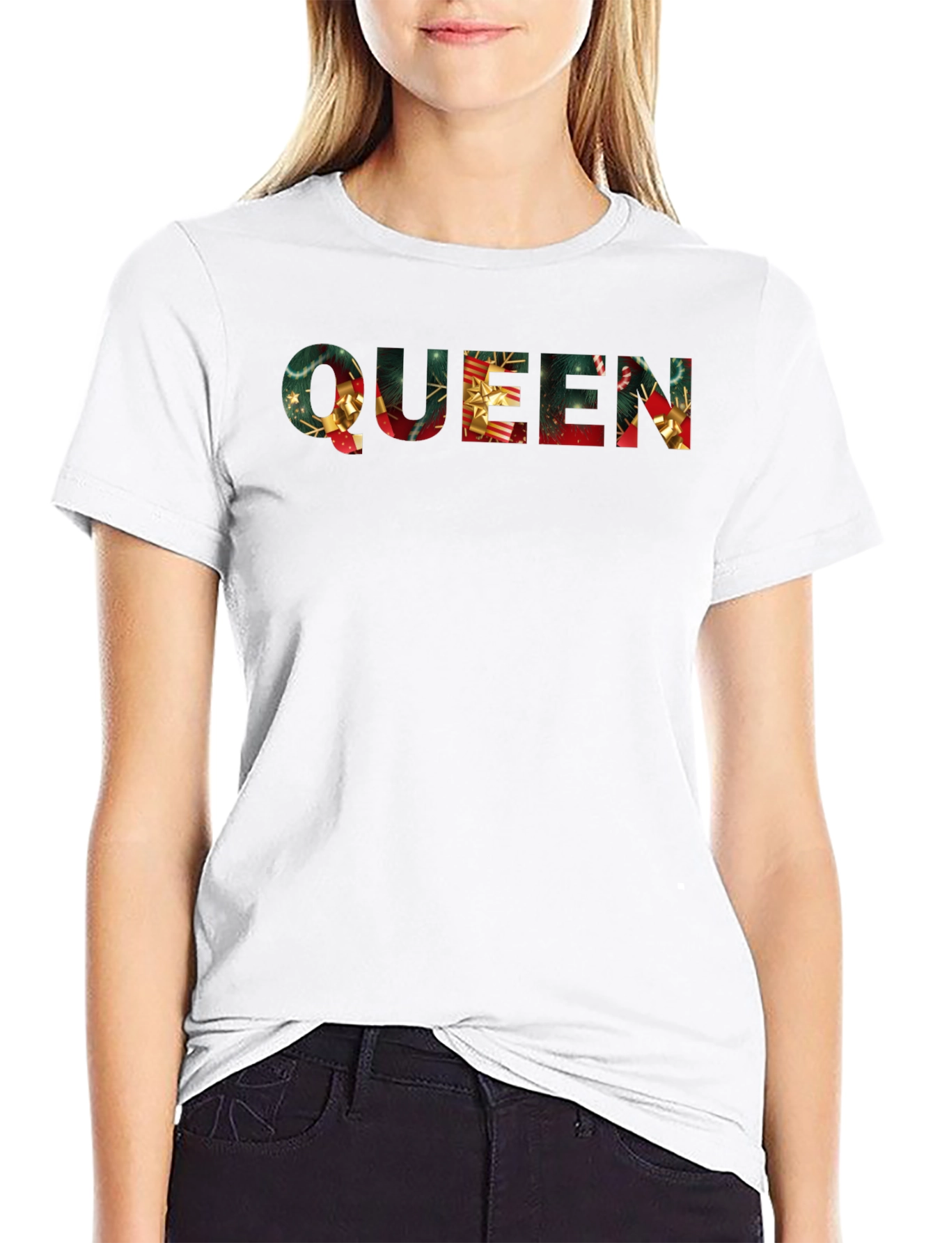 Festive Christmas Queen Graphic Tee - Holiday Apparel