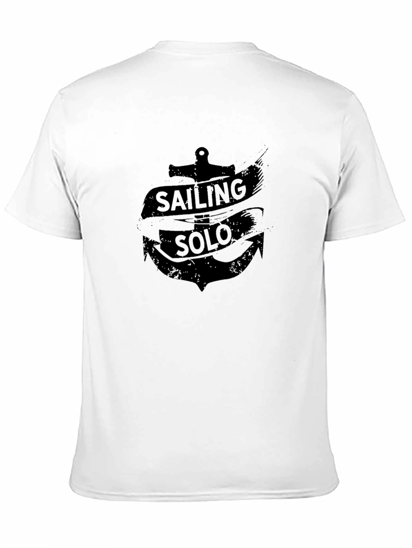 Sailing Solo Black Graphic Tee Anchor Design