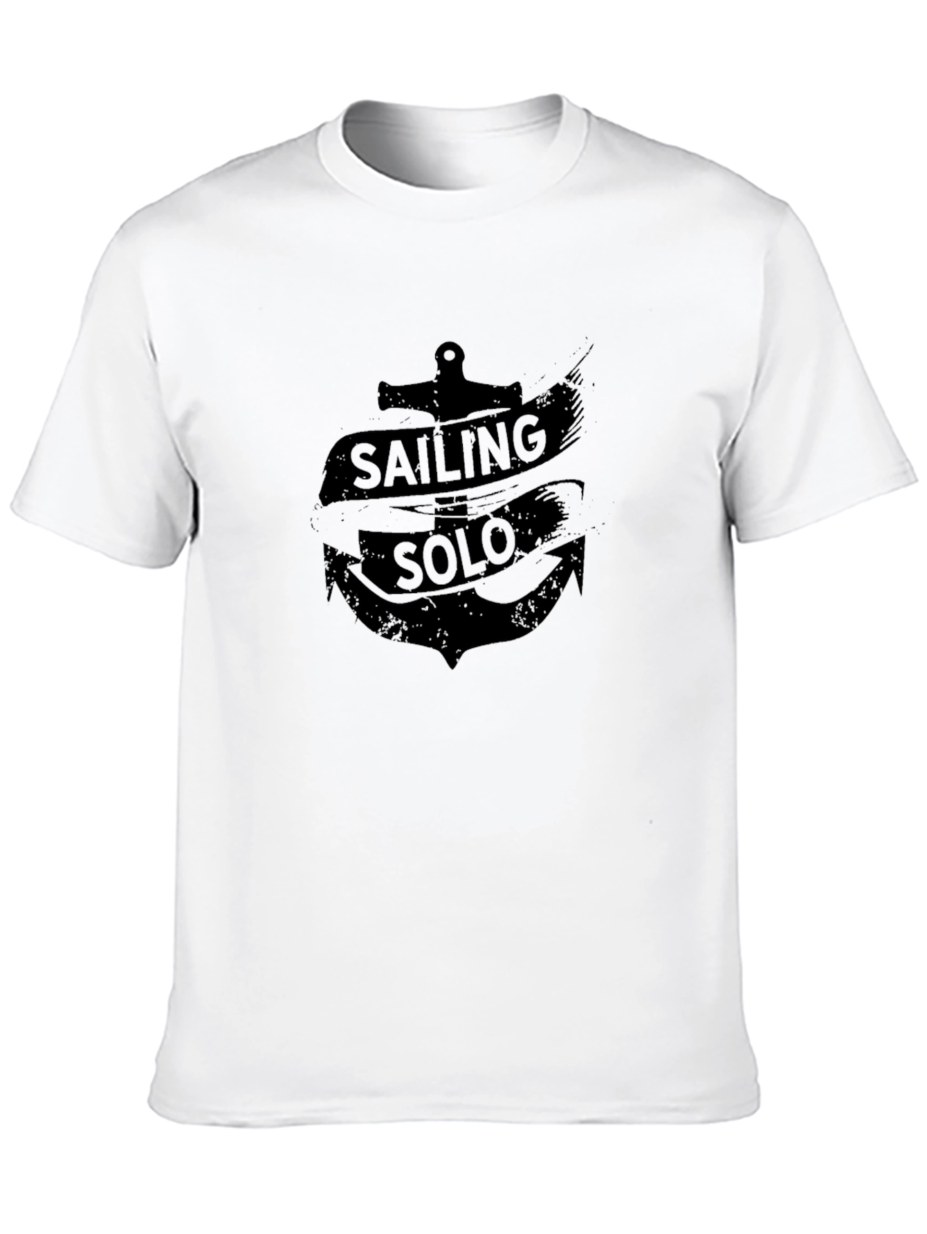 Sailing Solo Black Graphic Tee Anchor Design