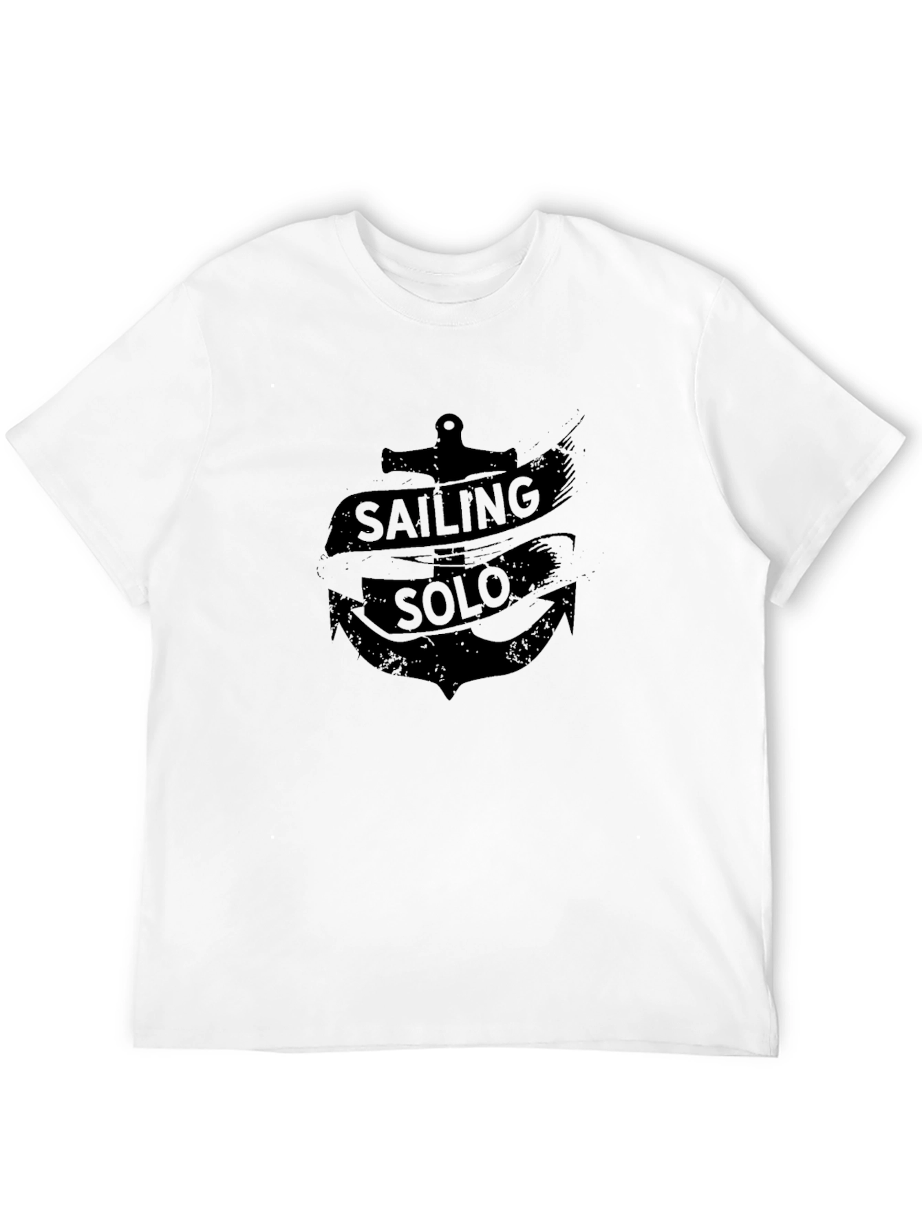 Sailing Solo Black Graphic Tee Anchor Design