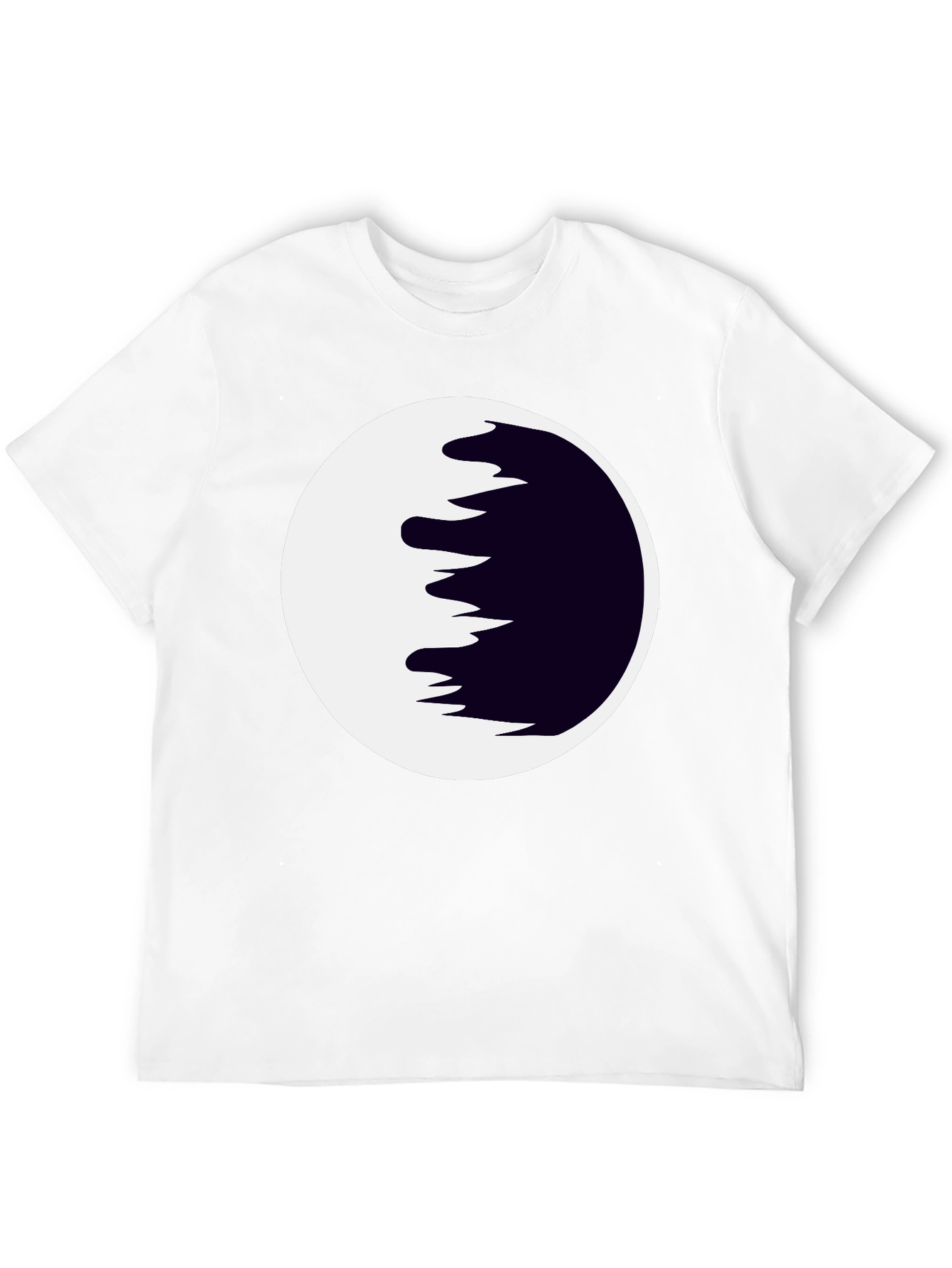 Abstract Moon Graphic Tee - Black Cotton Casual Shirt