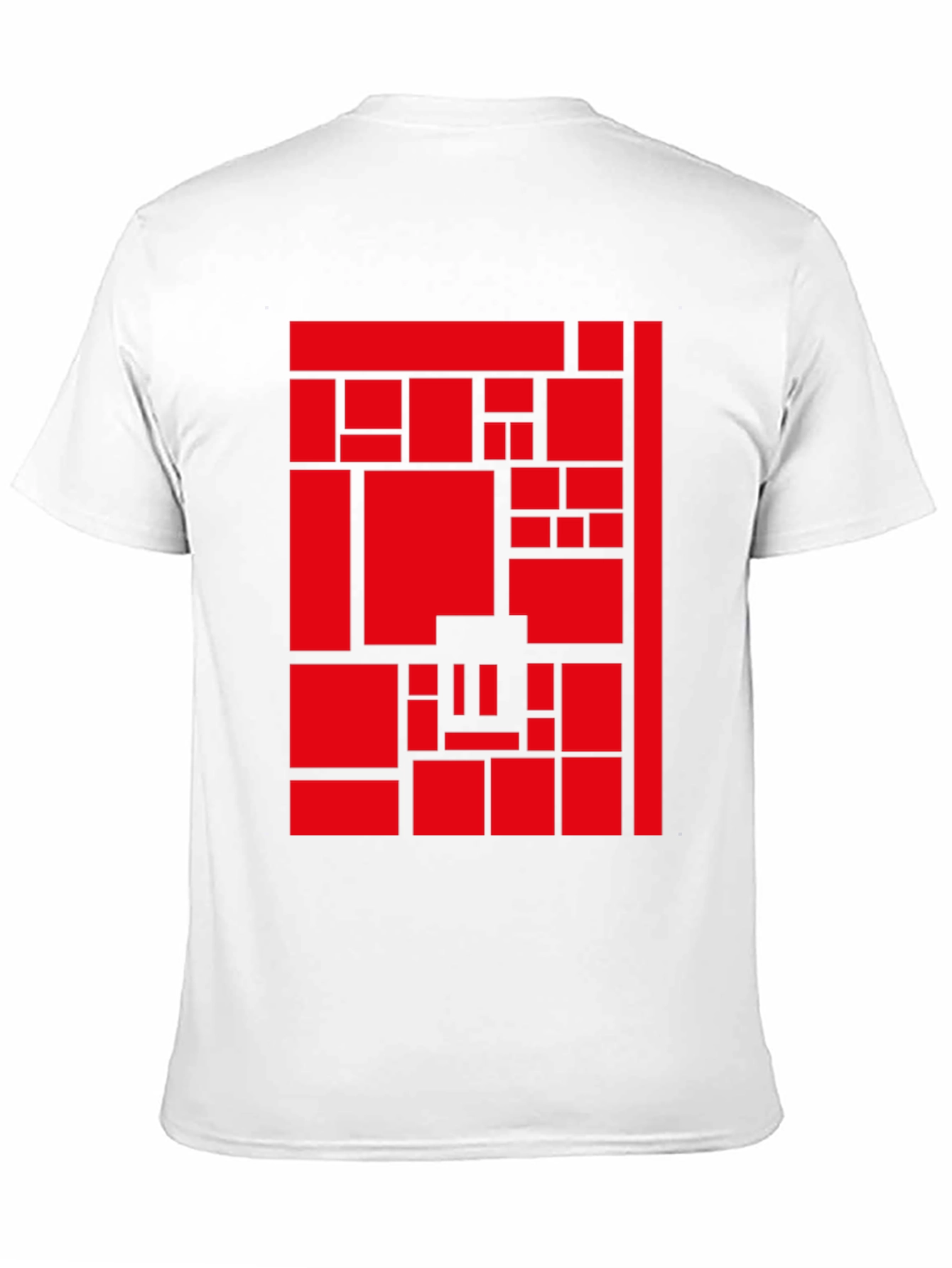Abstract Geometric Red Block Pattern Print Tee