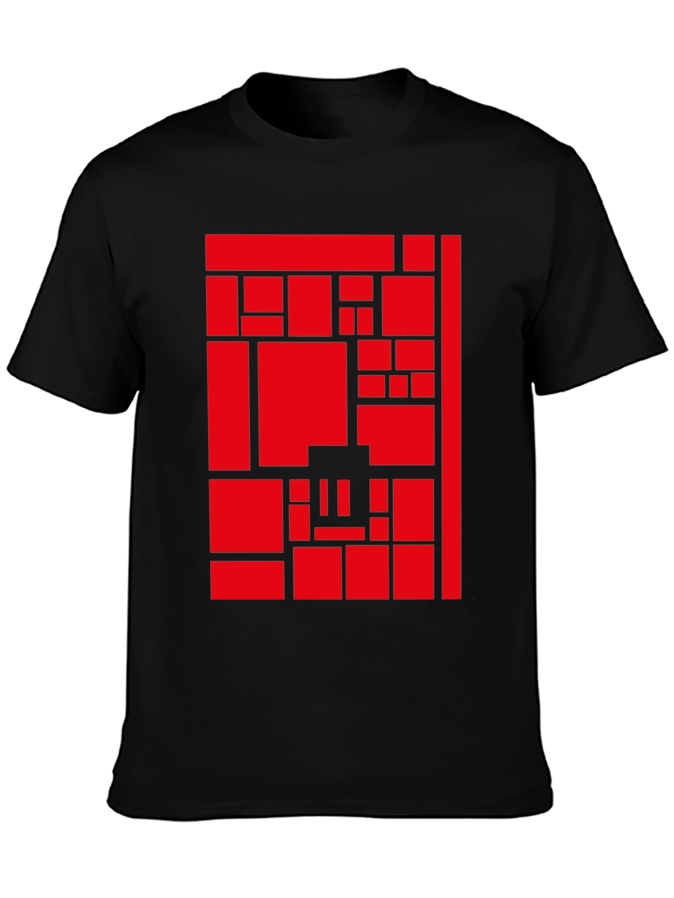 Abstract Geometric Red Block Pattern Print Tee