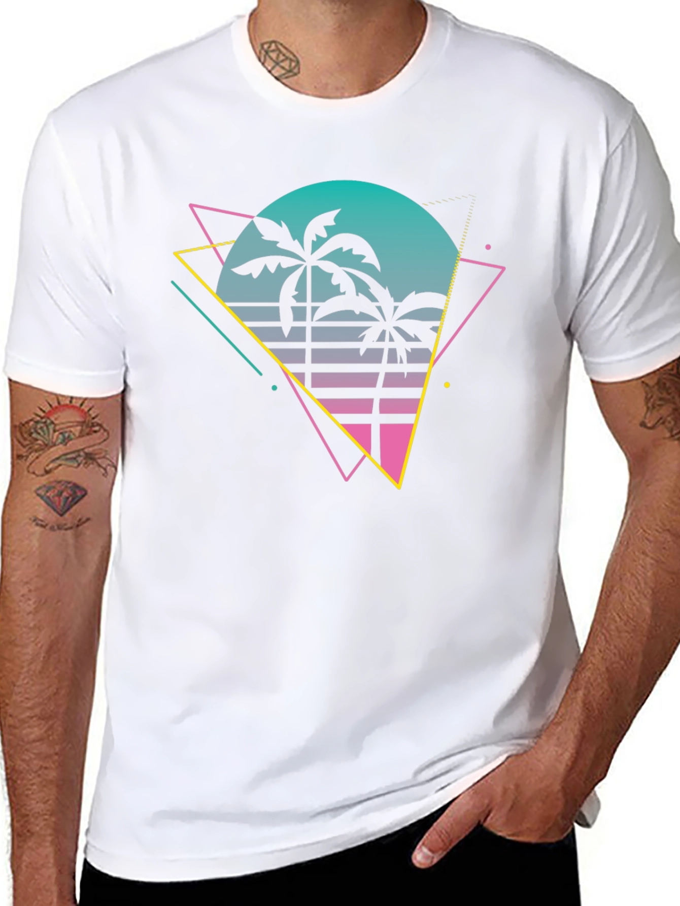 Retro Palm Tree T-Shirt - 80s Style Graphic Tee