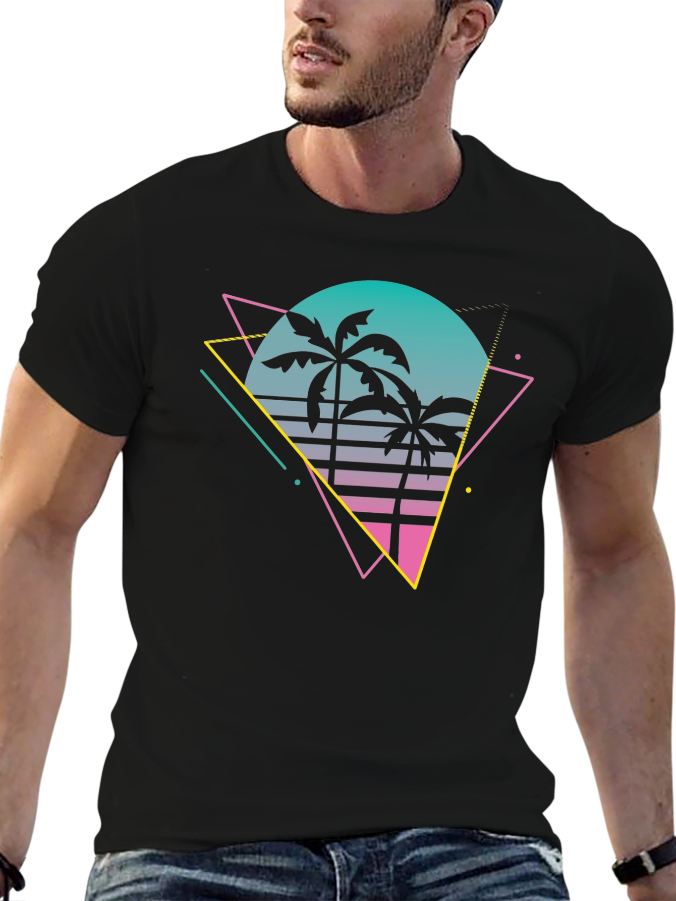 Retro Palm Tree T-Shirt - 80s Style Graphic Tee