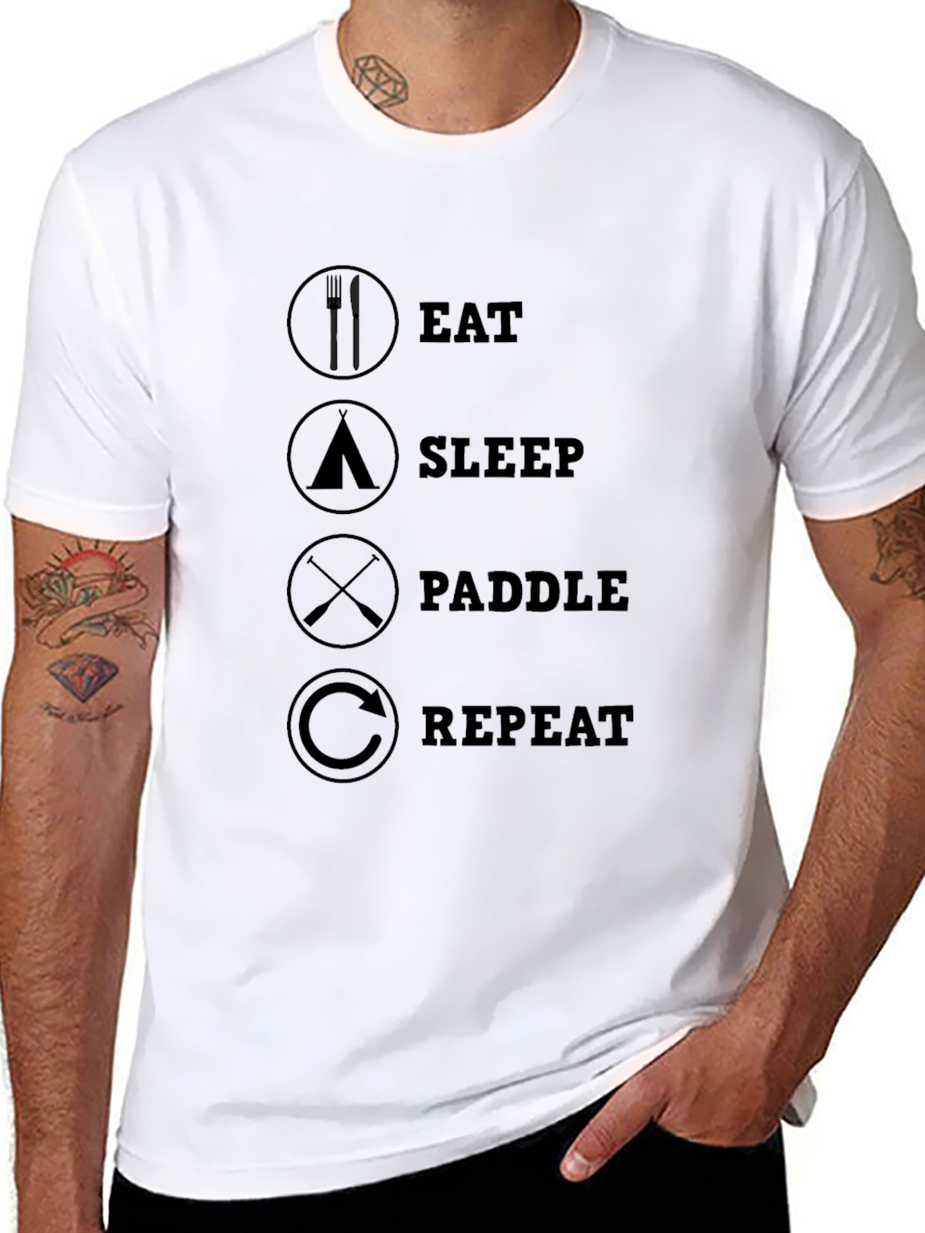 Eat Sleep Paddle Repeat Black Graphic Tee