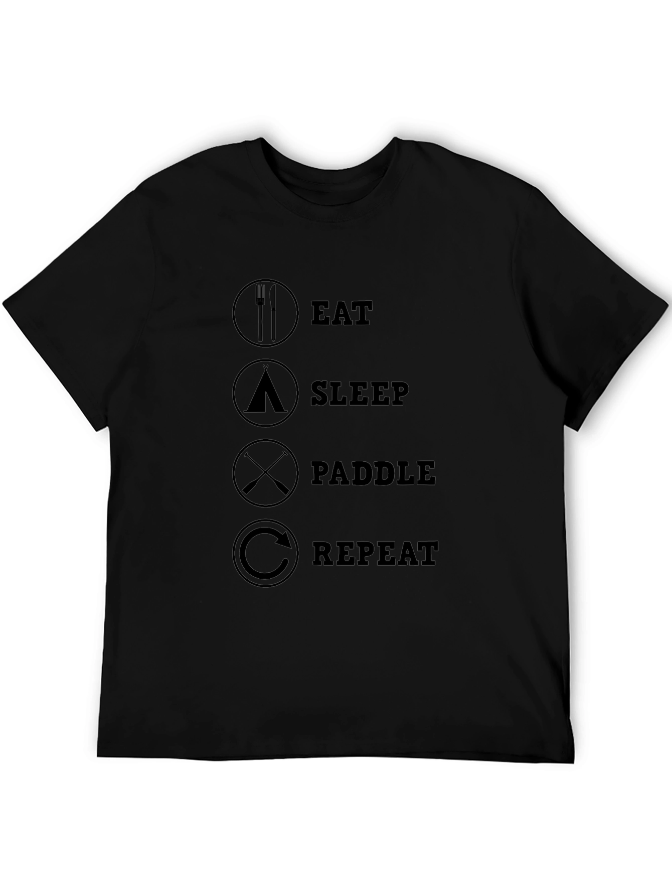 Eat Sleep Paddle Repeat Black Graphic Tee