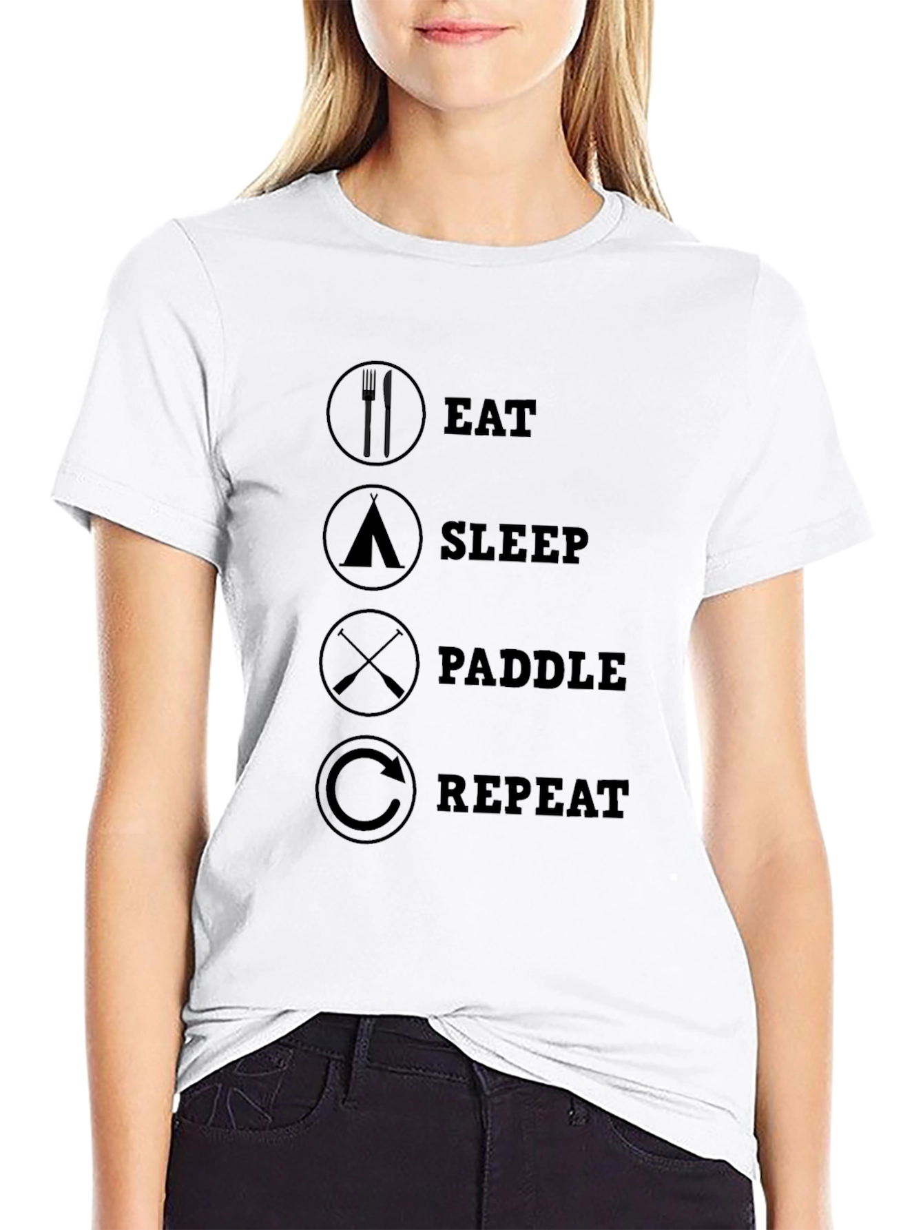 Eat Sleep Paddle Repeat Black Graphic Tee