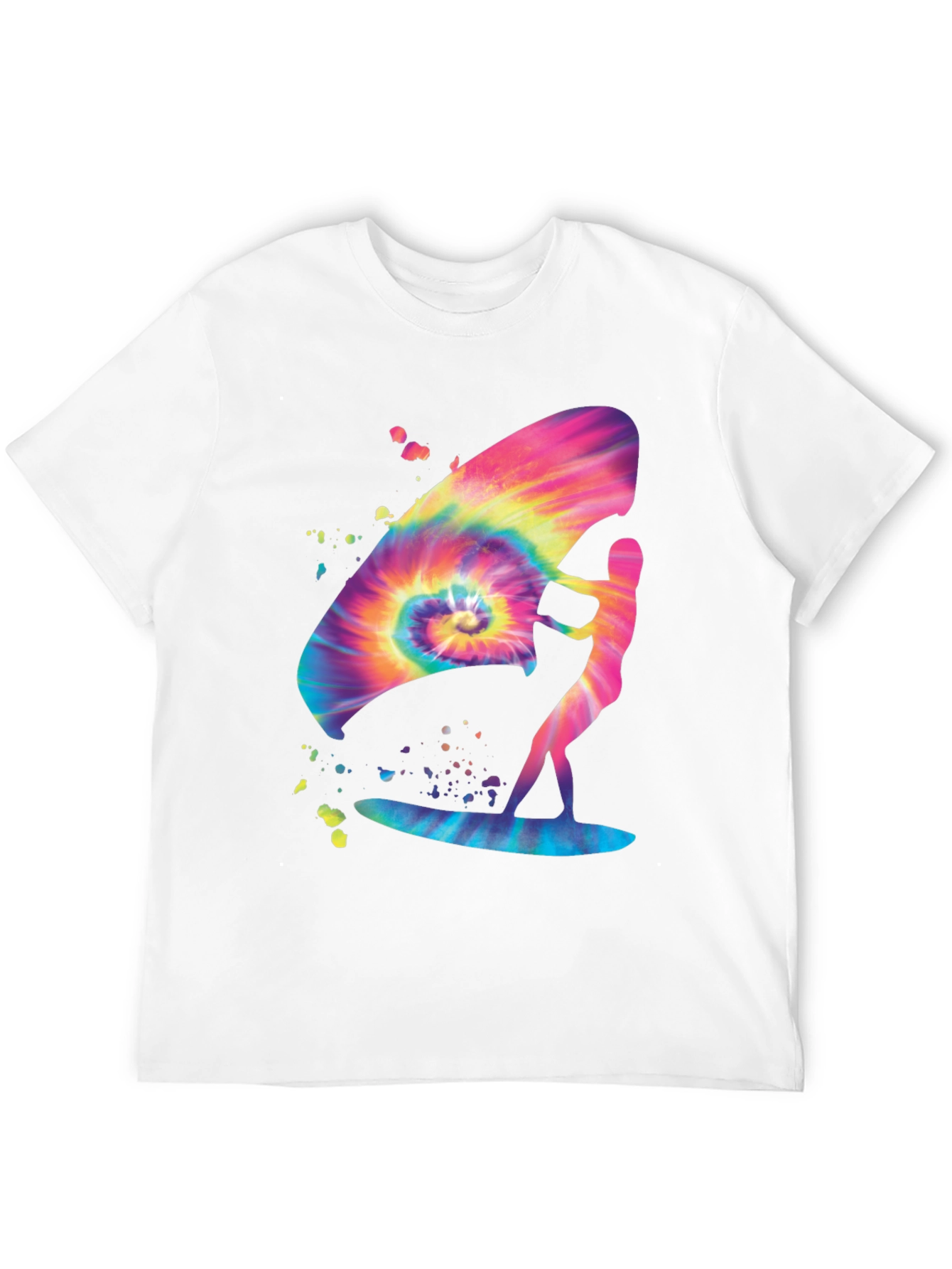 Tie-Dye Windsurfer Graphic Tee - Black Cotton Blend