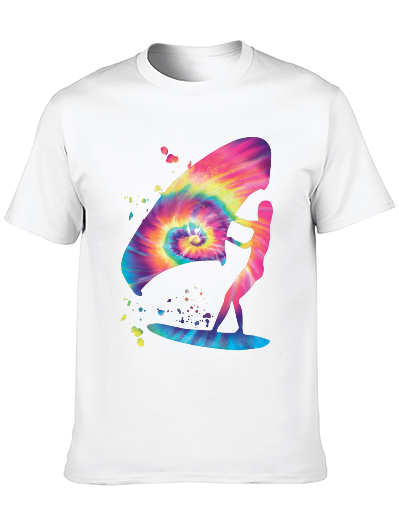 Tie-Dye Windsurfer Graphic Tee - Black Cotton Blend