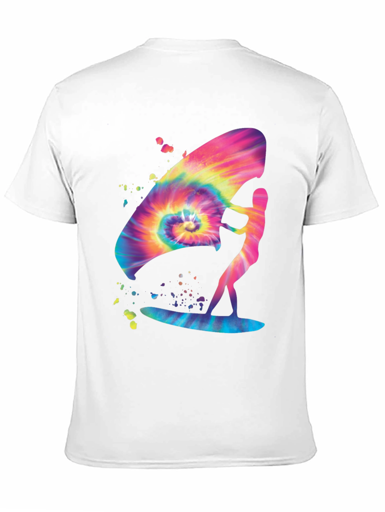 Tie-Dye Windsurfer Graphic Tee - Black Cotton Blend