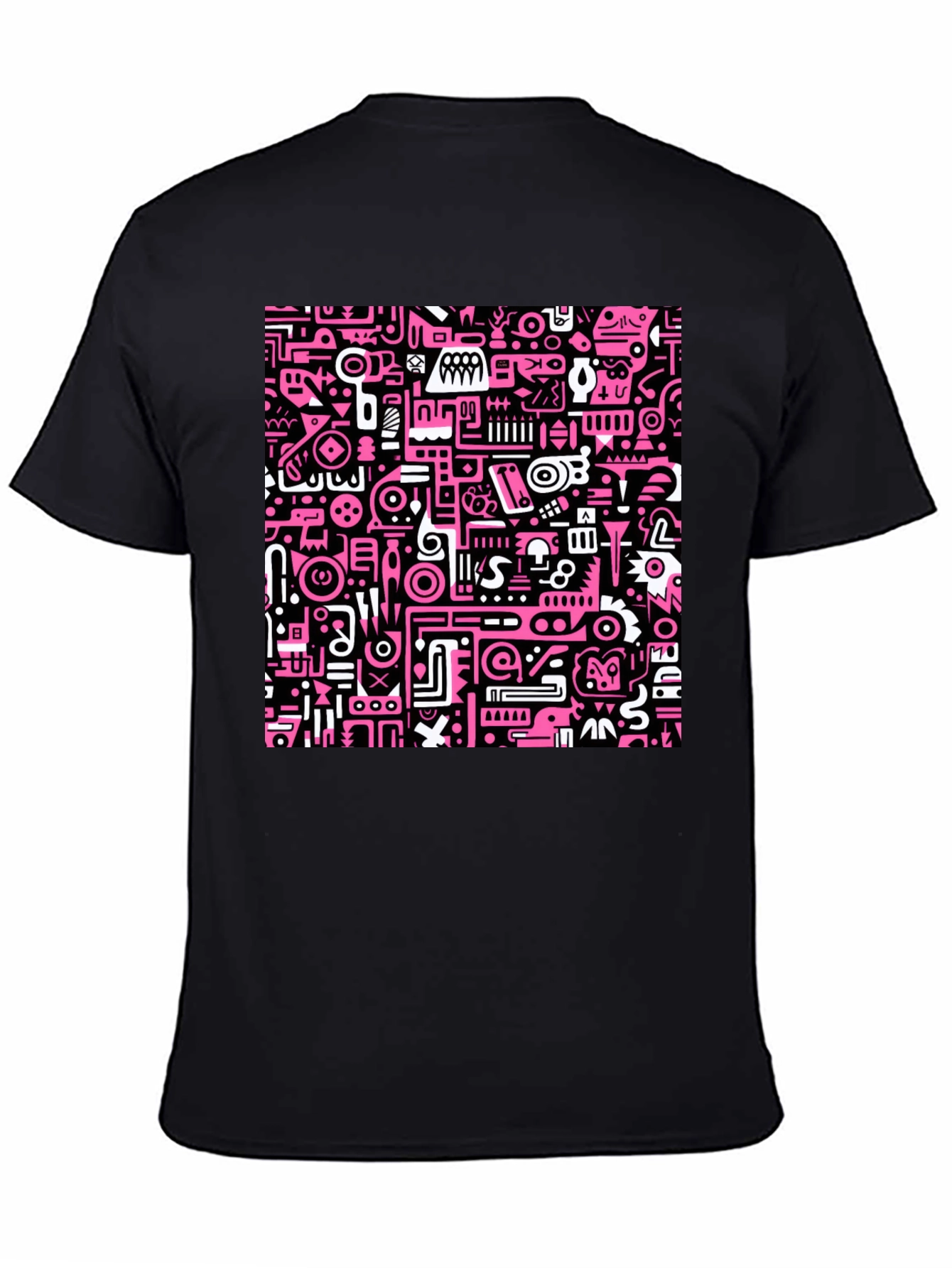 Abstract Pink & Black Graphic Print Crew Neck T-Shirt