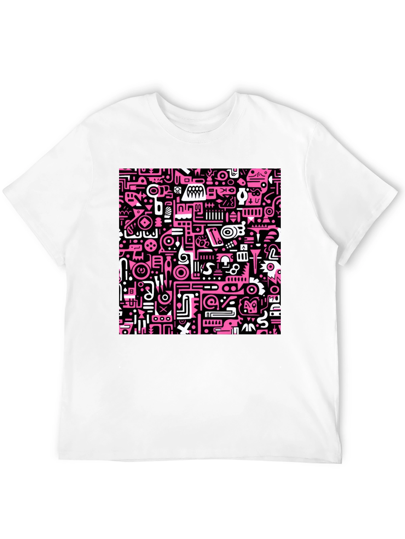 Abstract Pink & Black Graphic Print Crew Neck T-Shirt