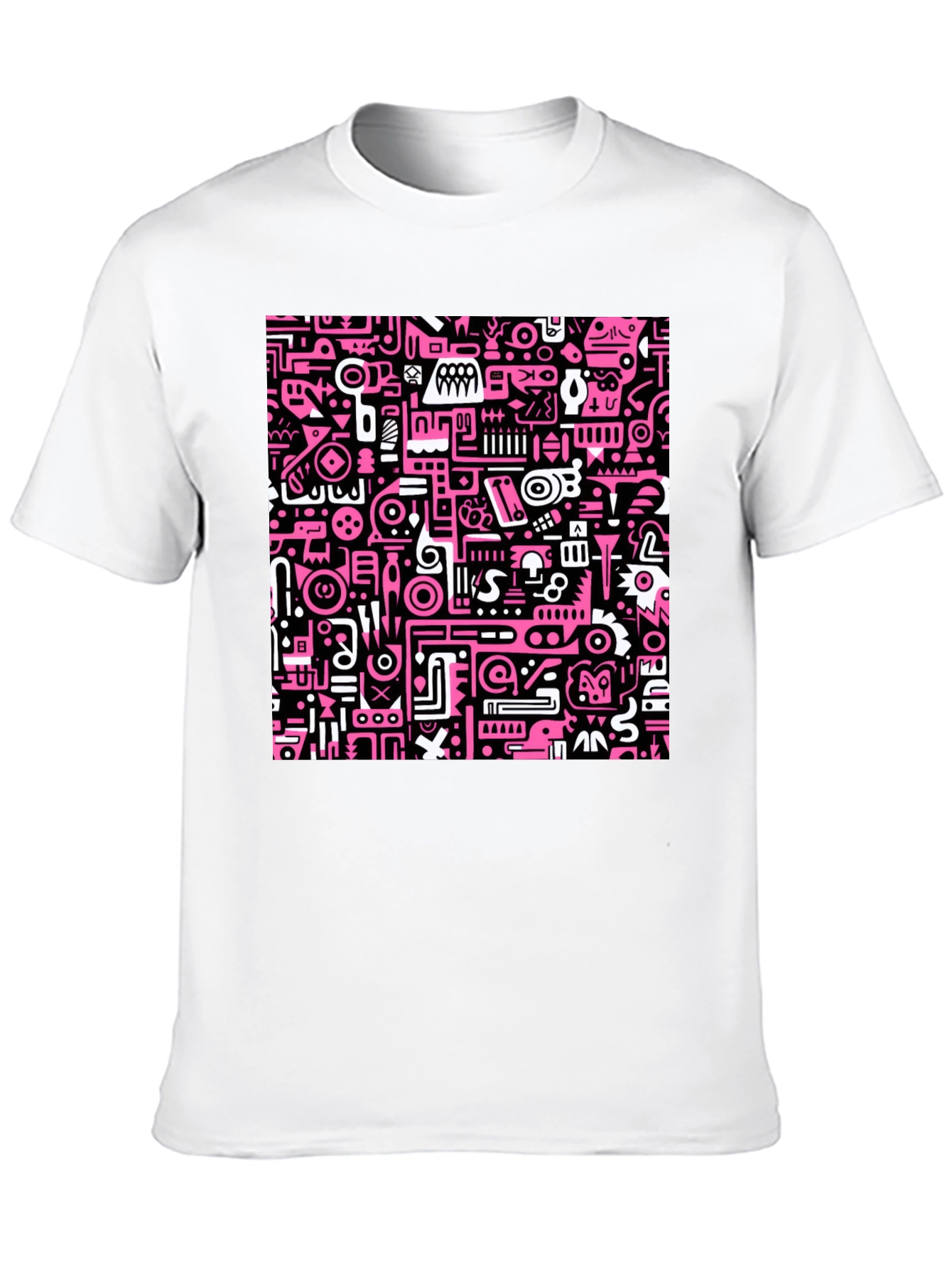 Abstract Pink & Black Graphic Print Crew Neck T-Shirt