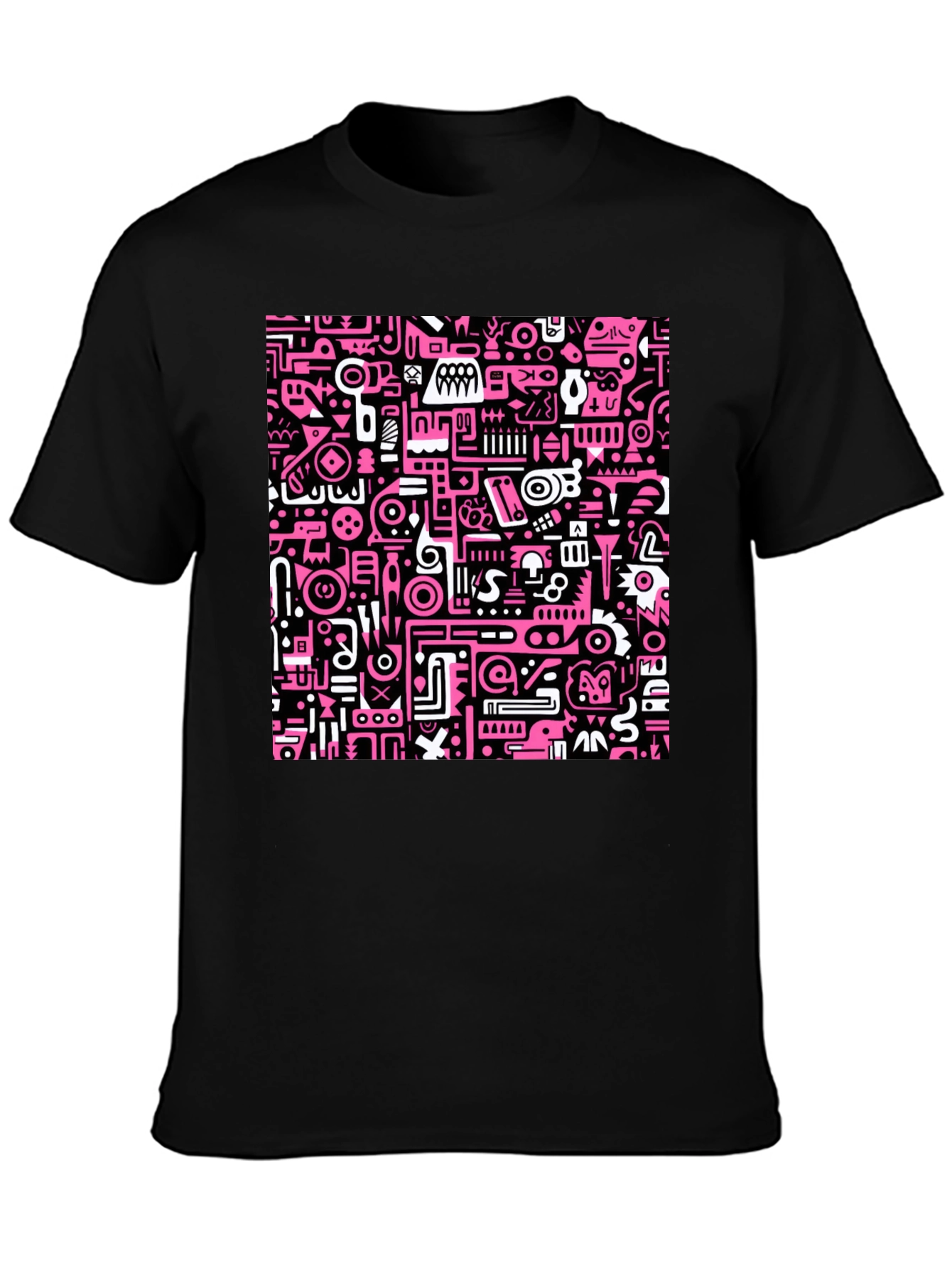 Abstract Pink & Black Graphic Print Crew Neck T-Shirt
